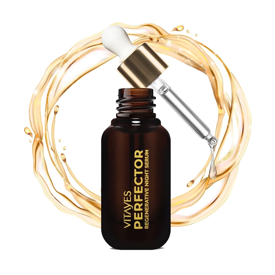 Vitayes Herbaglow NRG ve hiyalüronik asit içeren gece serumu, yüz bakımı için yenileyici etki 30 ml