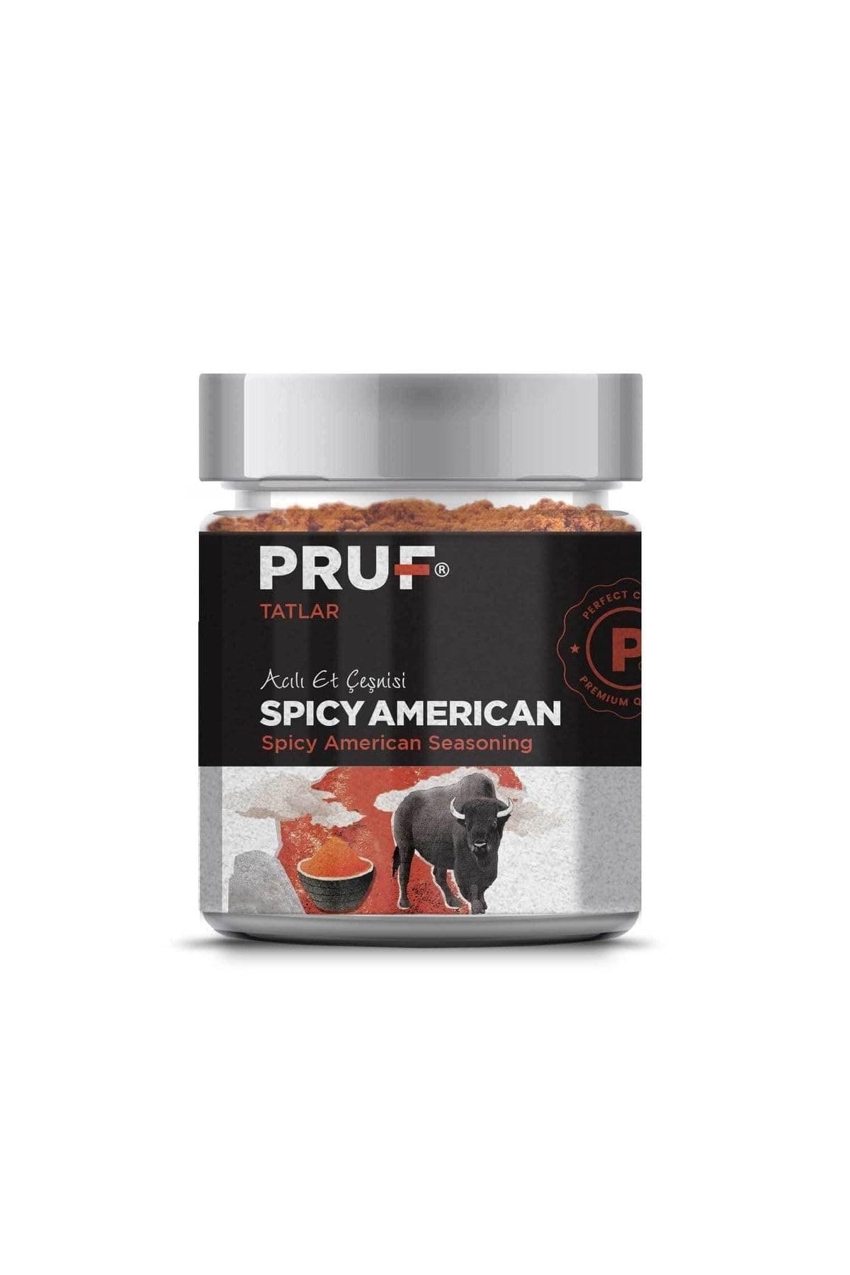 Pruf Spicy American Et Çeşnisi / Spicy American Seasoning 160 Gr. Sağlıklı Cam Şişe