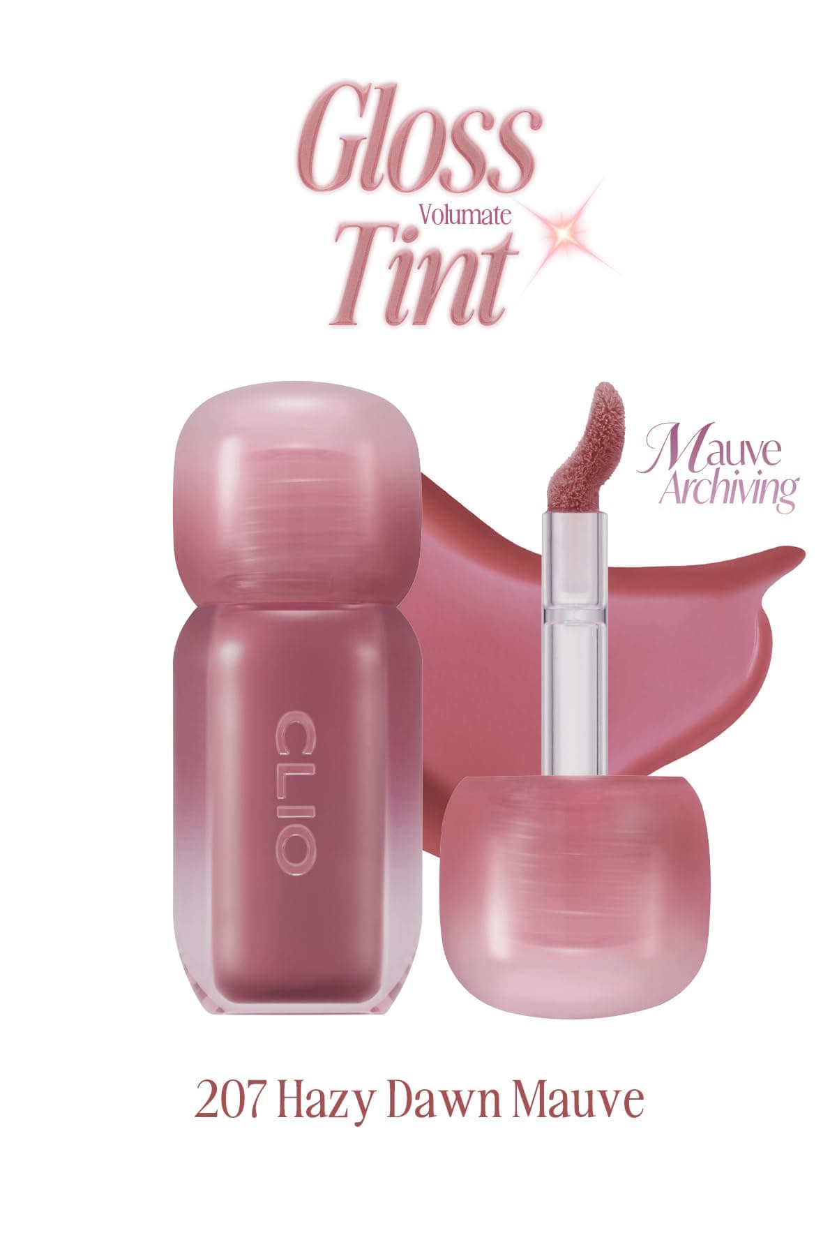 CLIO Pigmentli, Parlak Bitişli Dolgunlaştırıcı Lip Gloss Volumate Gloss 207 Hazy Dawn Mauve