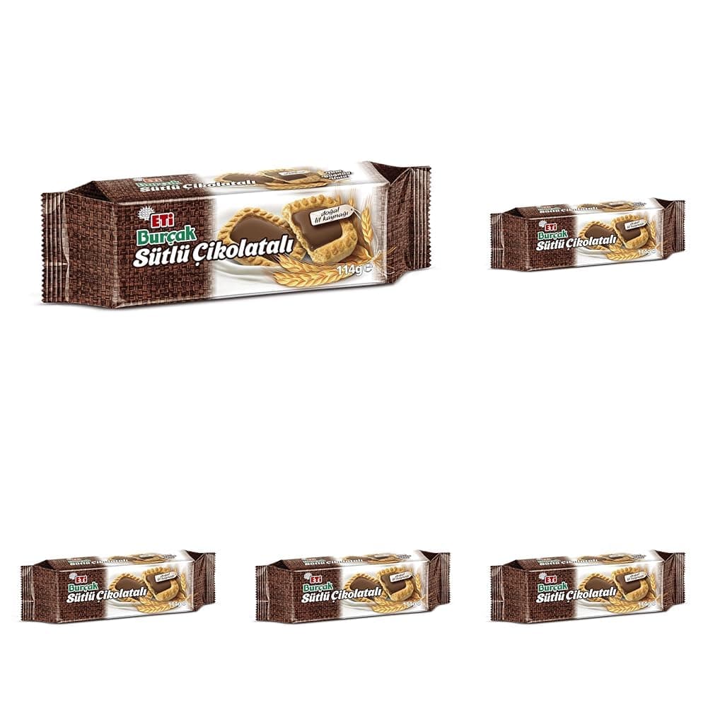 Eti Burçak Sütlü Çikolatalı Bisküvi 114 g 5li paket