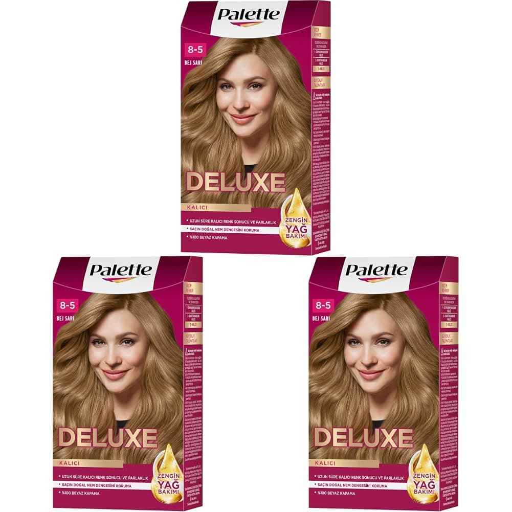 Palette Deluxe Saç Boyası 8-5 Bej Sarı 50 Mililitre (3 paketi)