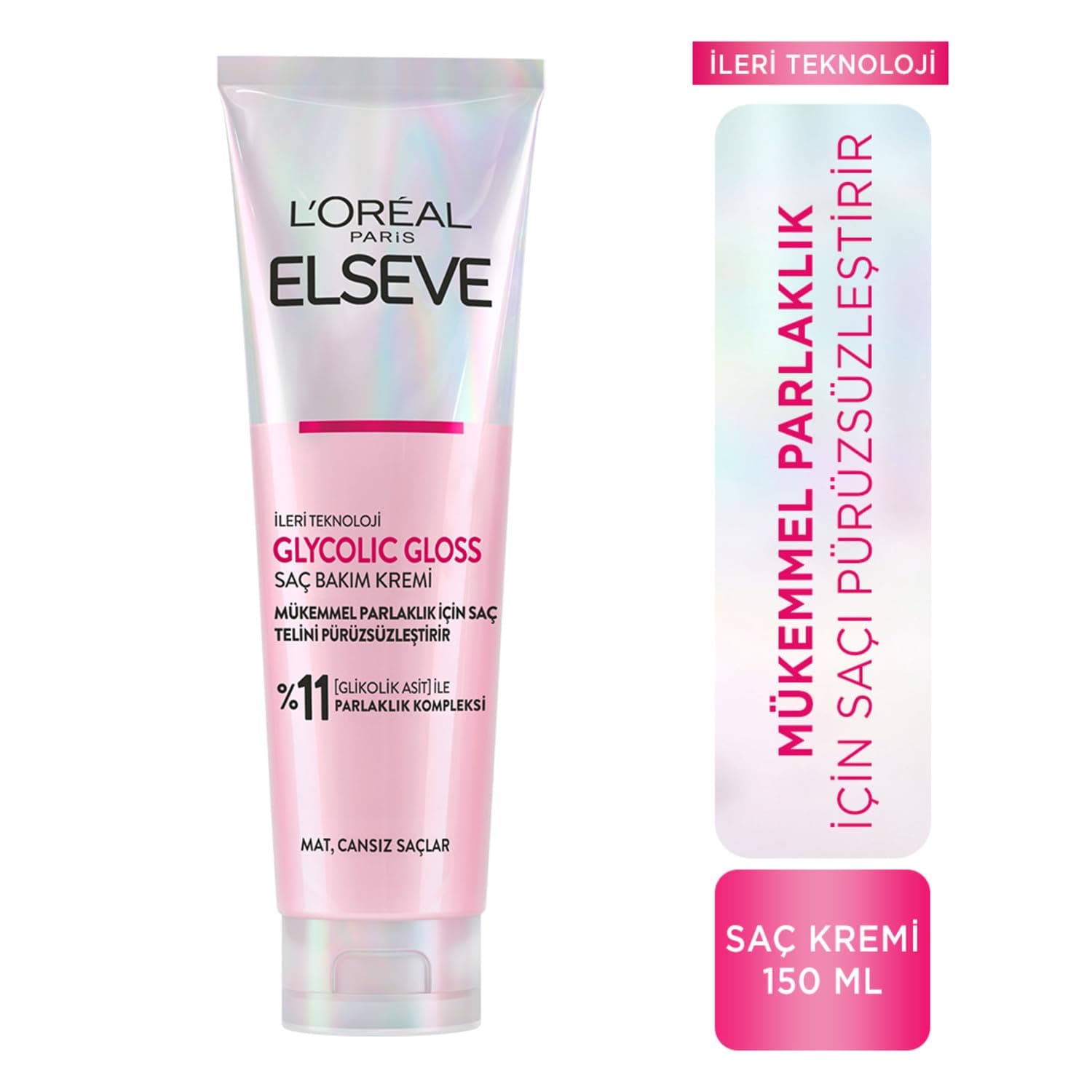 L'Oreal Paris Elseve Glycolic Gloss Mükemmel Parlaklık için Pürüzsüzleştirici Saç Kremi 150 ml