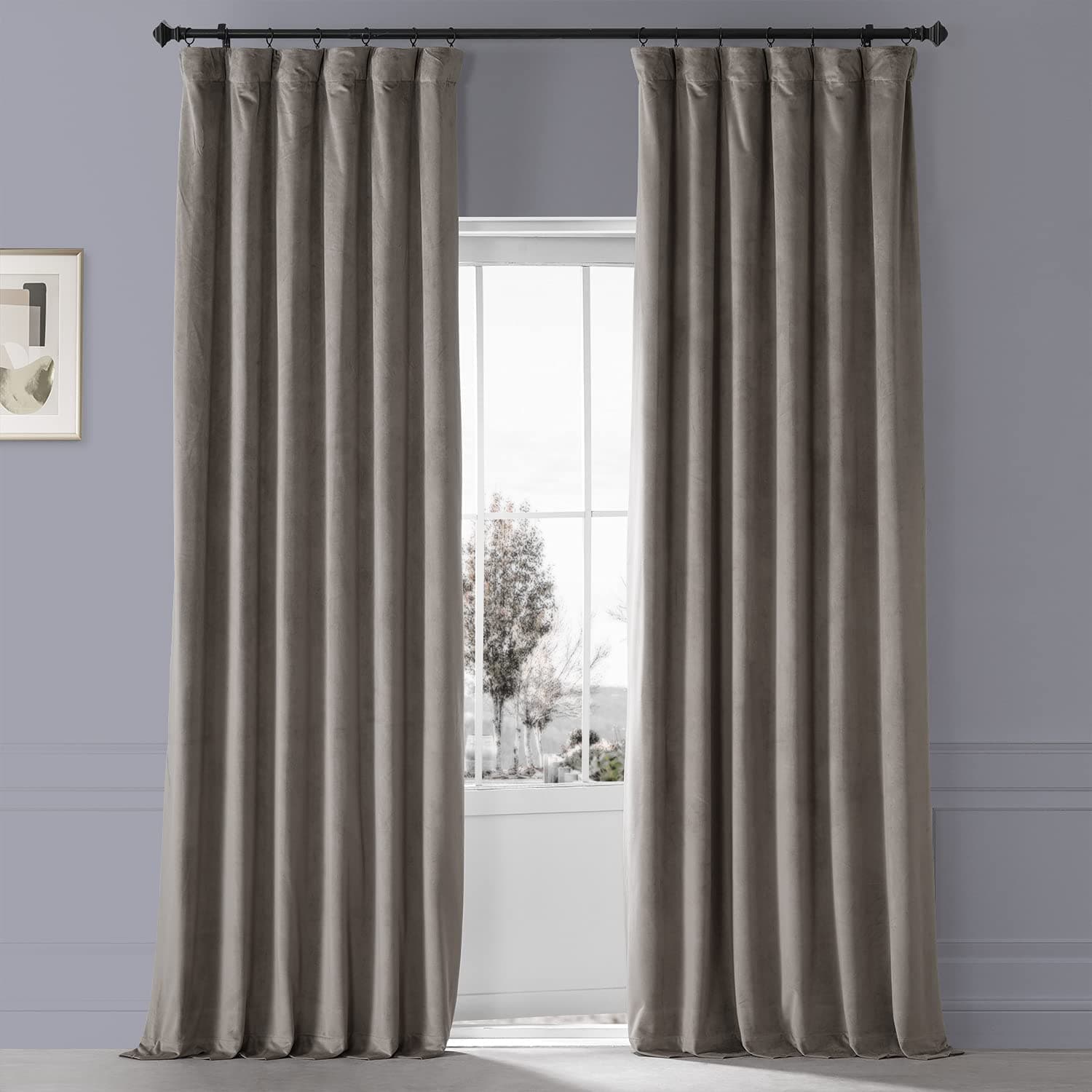 HPD Half Price Drapes Otel Karartma Perdesi - İmzalı Pelüş Kadife 50 X 84 (1 Panel), VPYC-SBO161209-84, Kütüphane Boz Kahverengi