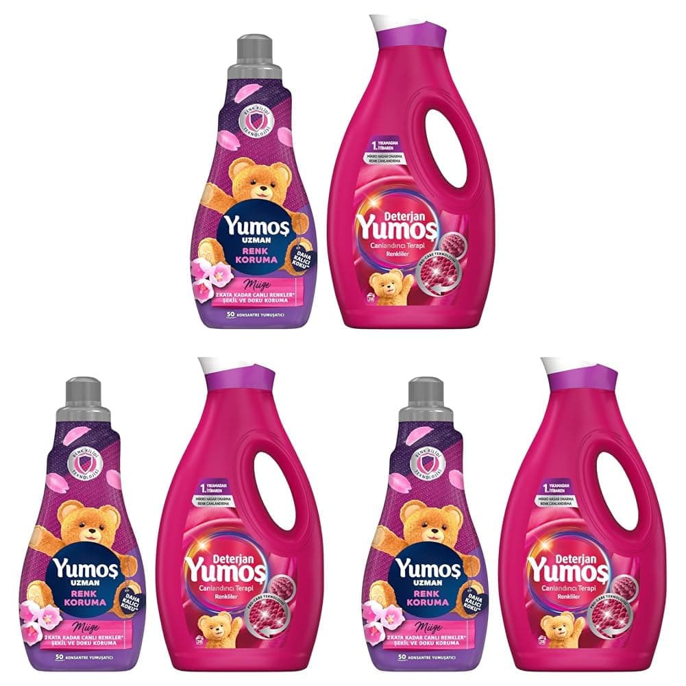 Yumoş Sıvı Canlandırıcı Terapi Renkliler 1690 ml + Yumoş Uzman Renk Koruma Yumuşatıcı 1200 ml (3 paketi)