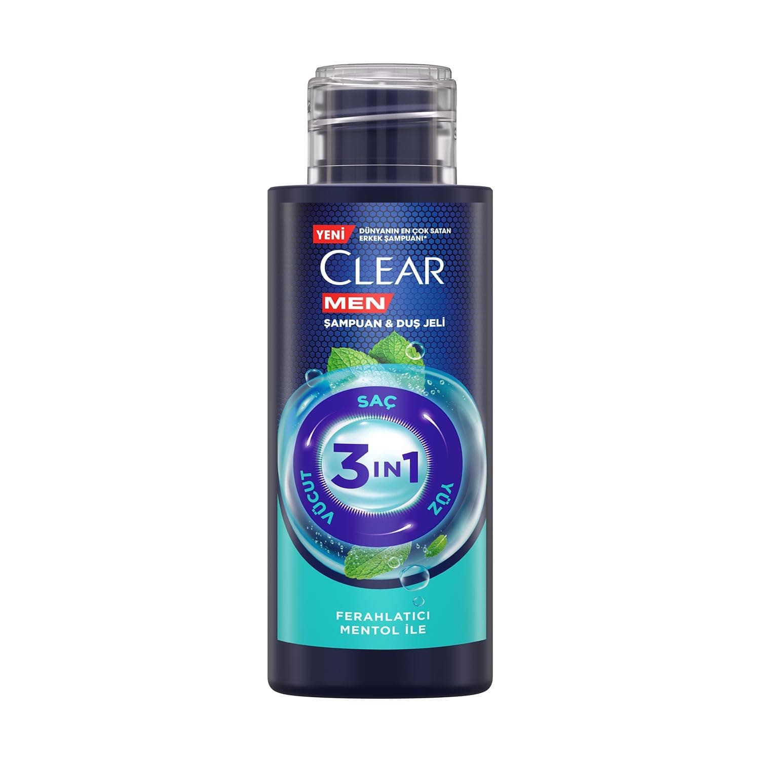 Clear Men Şampuan & Duş Jeli 3in1 Ferahlatıcı Mentol Seyahat Boy 90 Mililitre