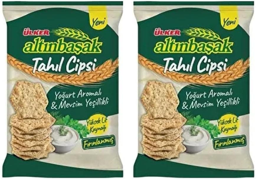 ÜLKER Altınbaşak Yoğurtlu ve Meyveli Yeşil Tahıl Cipsi, 120 Gr (2 paketi)
