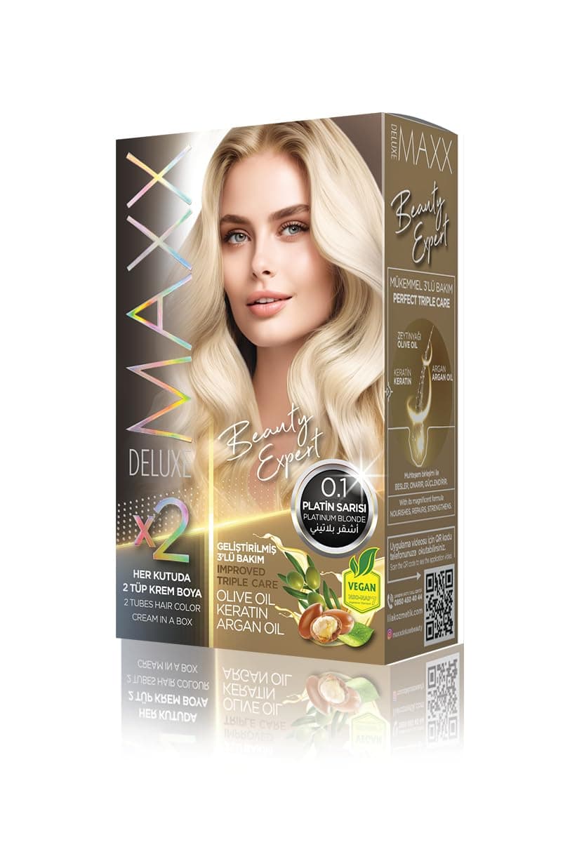 MAXX DELUXE BEAUTY EXPERT HAIR COLOR (KERATİN)'Lİ 1 KUTU (2 X 50 ML) (Platin Sarısı 0.1)