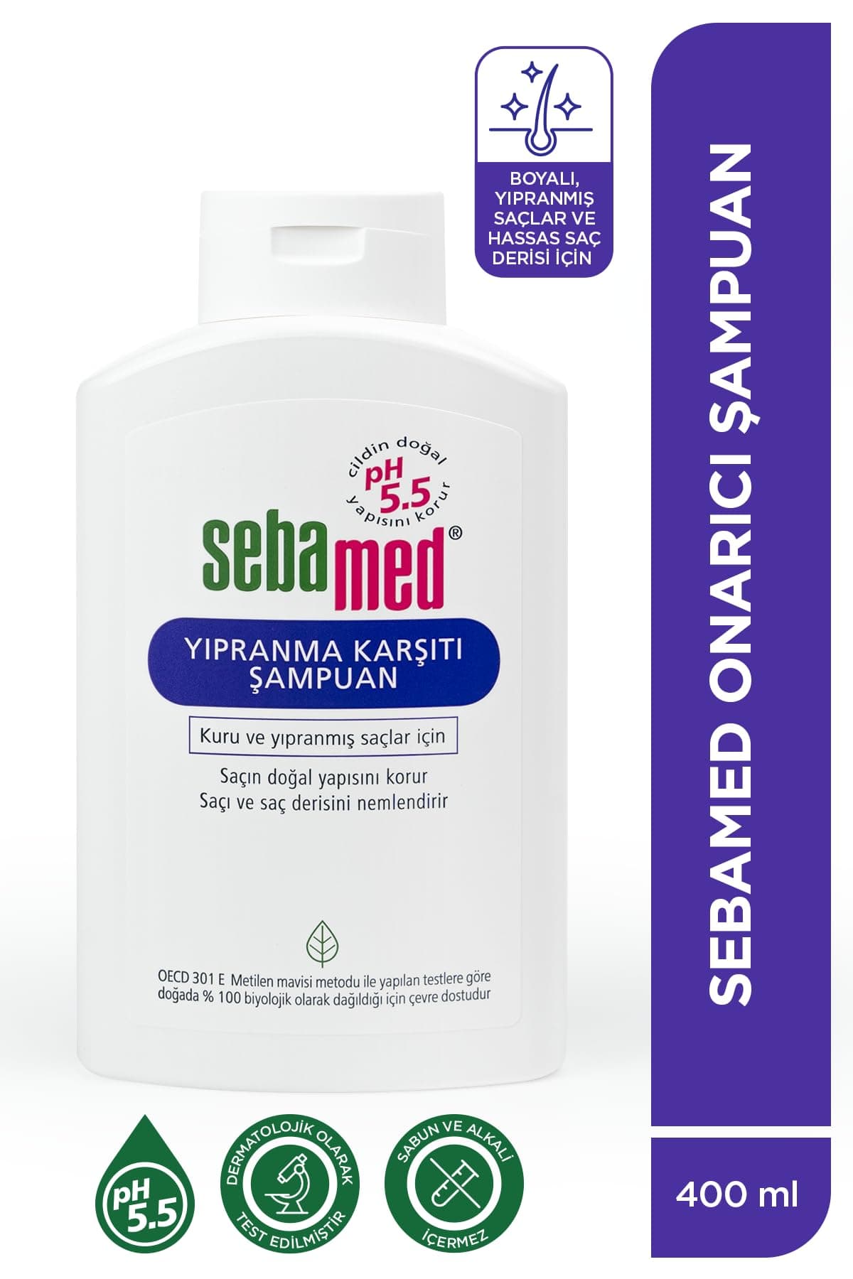 Sebamed Kuru ve Yıpranmış Saçlar İçin Nemlendirici Etkili Onarım Şampuanı 400 ml