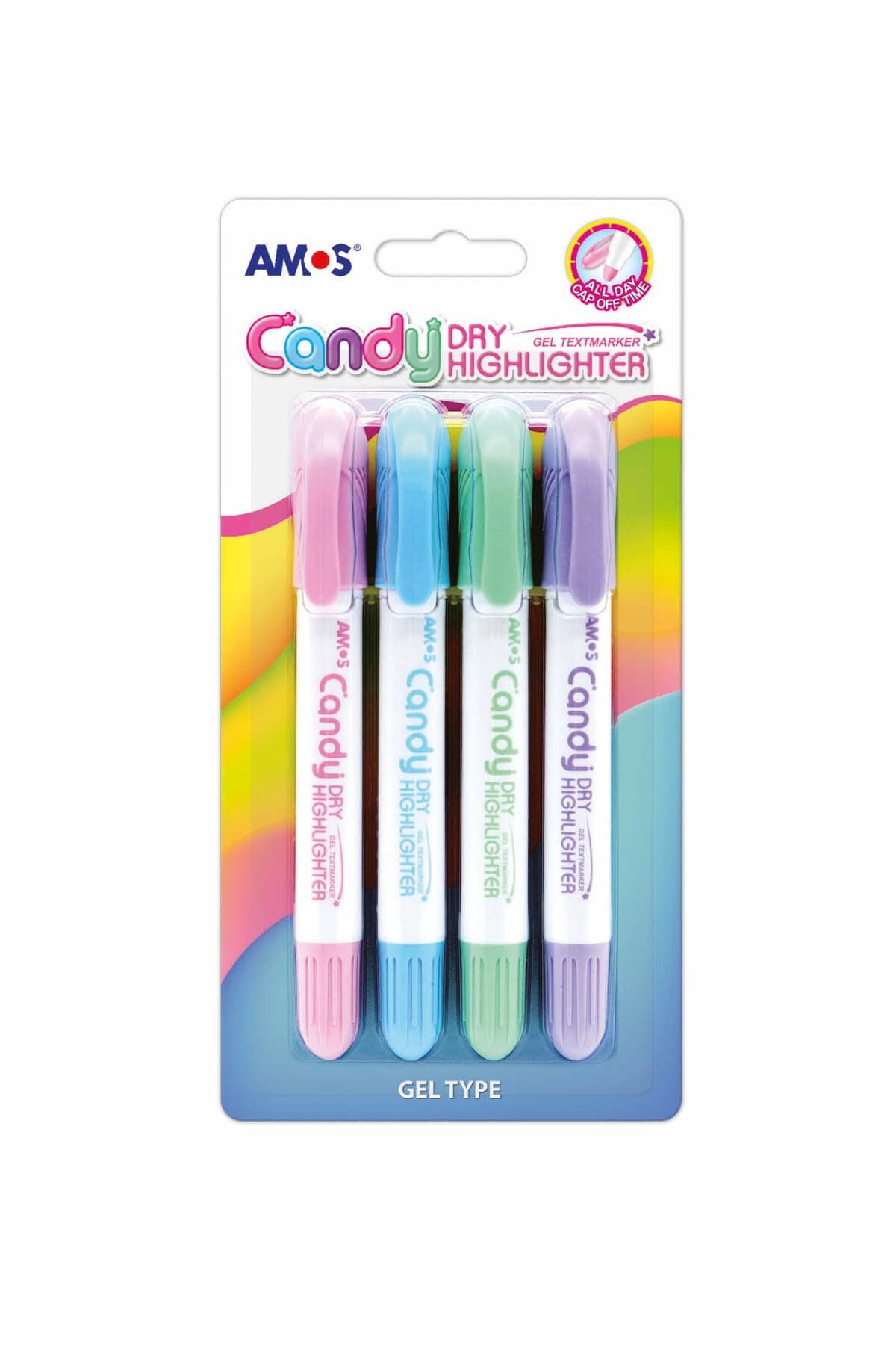 AMOS Kalem Pastel Jel Dry 4 Renkli Set, Çok Renkli