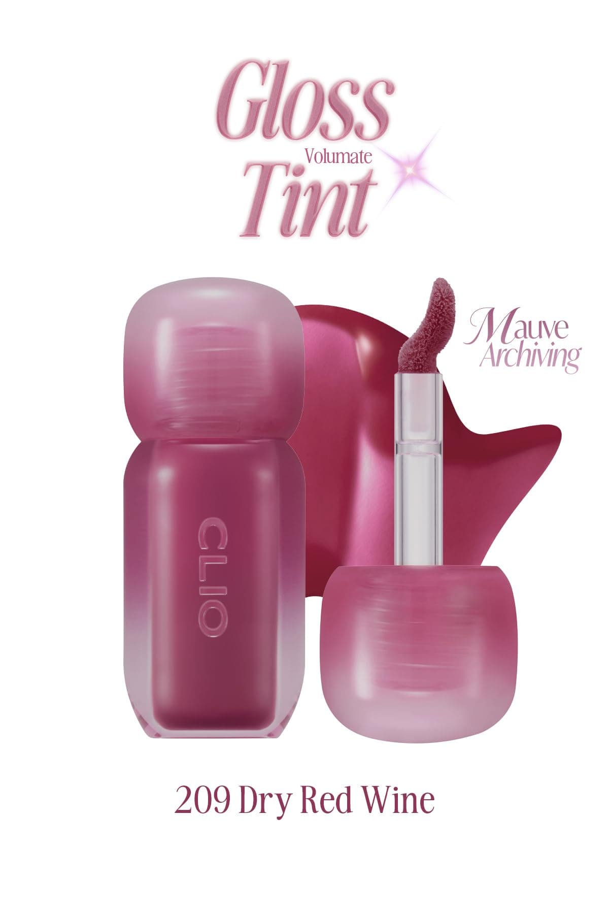 CLIO Pigmentli, Parlak Bitişli Dolgunlaştırıcı Lip Gloss Volumate Gloss 209 Dry Red Wine
