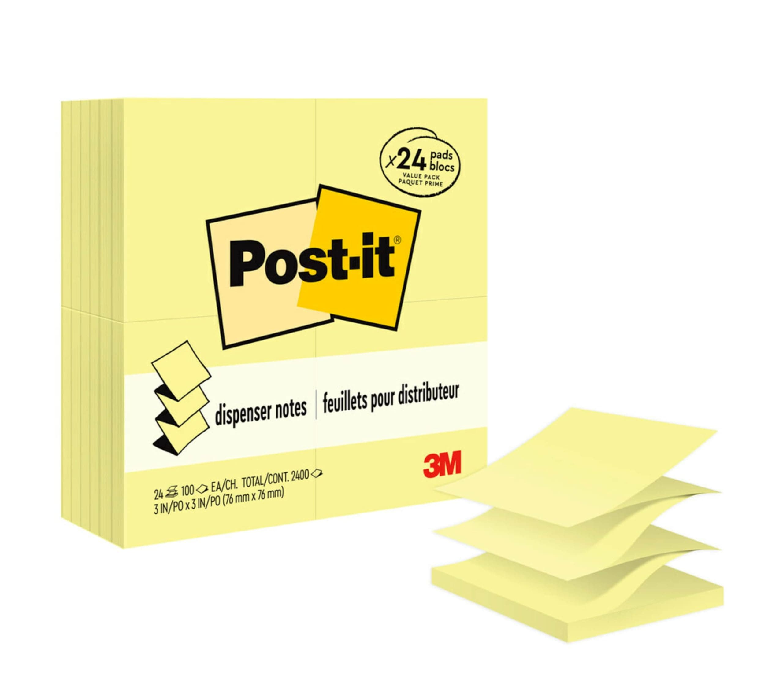 Post-It Notes, Value Pack, "100 sht/PD, 3" x3, 24/PK, Yellow, sold AS 1 paket