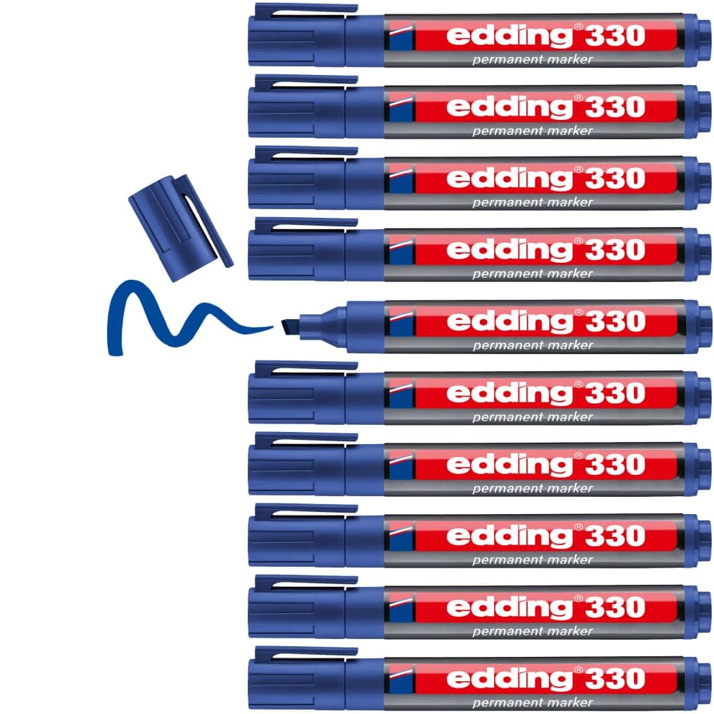 edding 330 permanent markör mavi - 10 kalem - 1-5 mm kesik uçlu