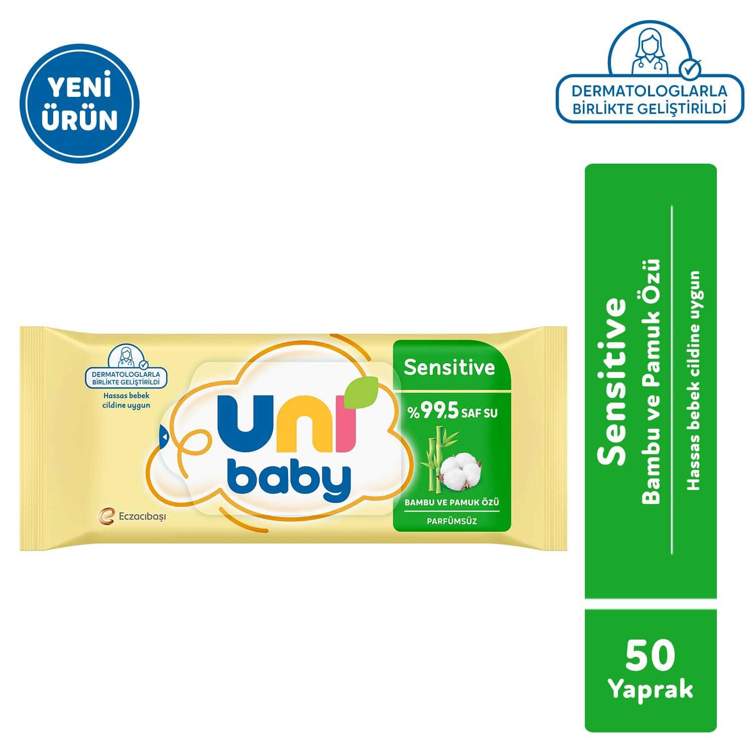 Uni Baby Sensitive Bambu & Pamuk Özlü Islak Mendil 12x50