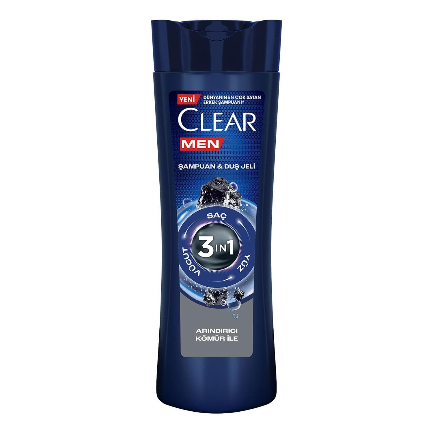 Clear Men 3 in 1 Şampuan & Duş Jeli Arındırıcı Kömür Saç Yüz Vücut İçin