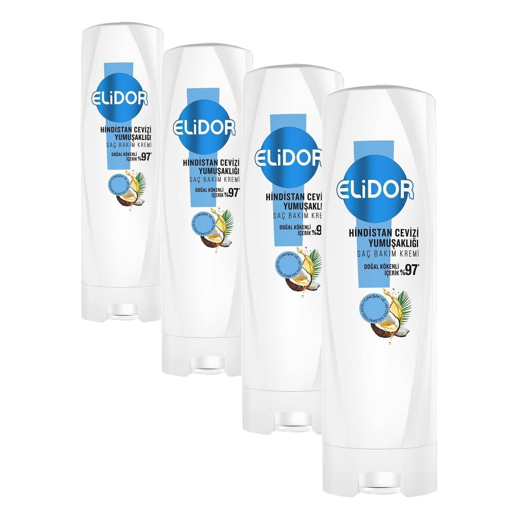 Elidor Hindistan Cevizi Yumuşaklığı Saç Kremi 350 ml (4 paketi)