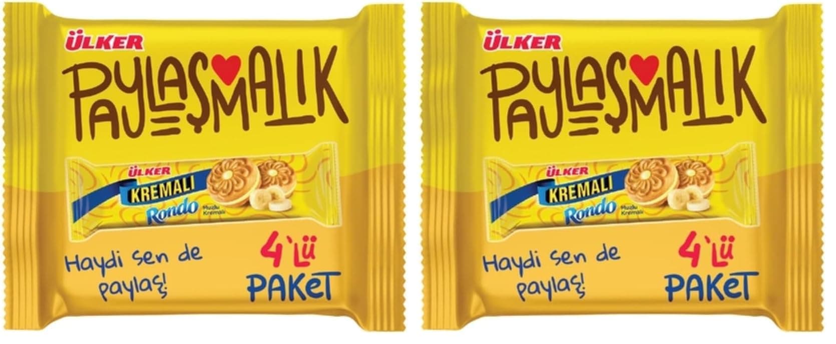 ÜLKER Kremalı Rondo Muzlu Bisküvi, 61 Gr, 4'lü Paket (2 paketi)