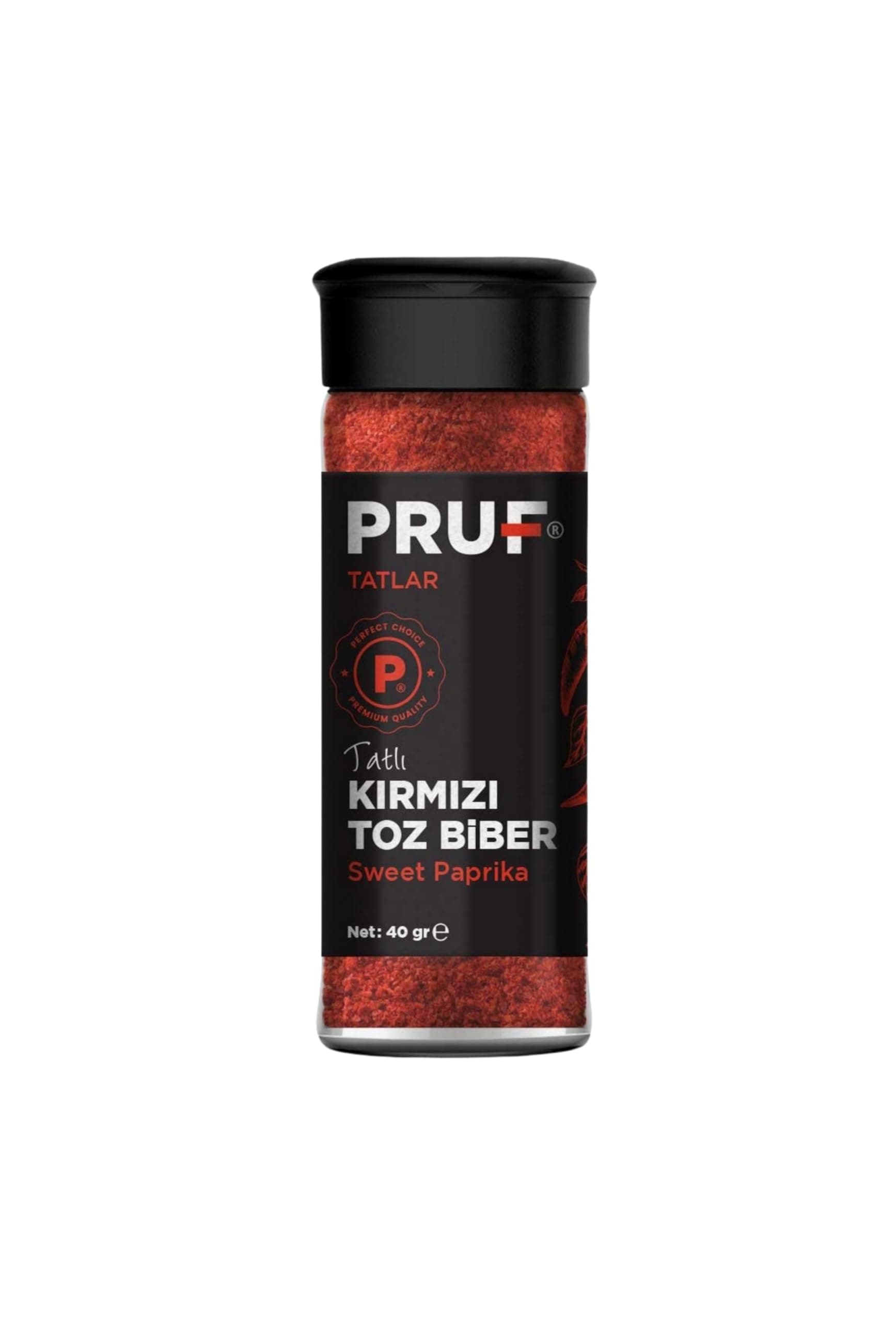 Pruf Tatlı Toz Kırmızı Biber 40 Gr. Cam Şişe