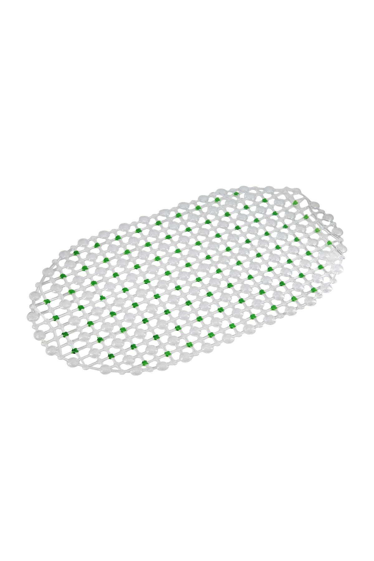 Eko Serisi Banyo - Küvet İçi Kaydırmaz Vantuzlu Oluklu Oval Paspas 63 x 34 cm, Yeşil