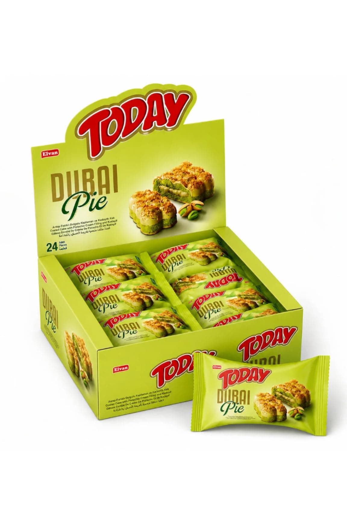 Today Dubai Pie Antep Fıstıklı Kadayıflı Kek 40 Gr. 24 Adet (1 Kutu)