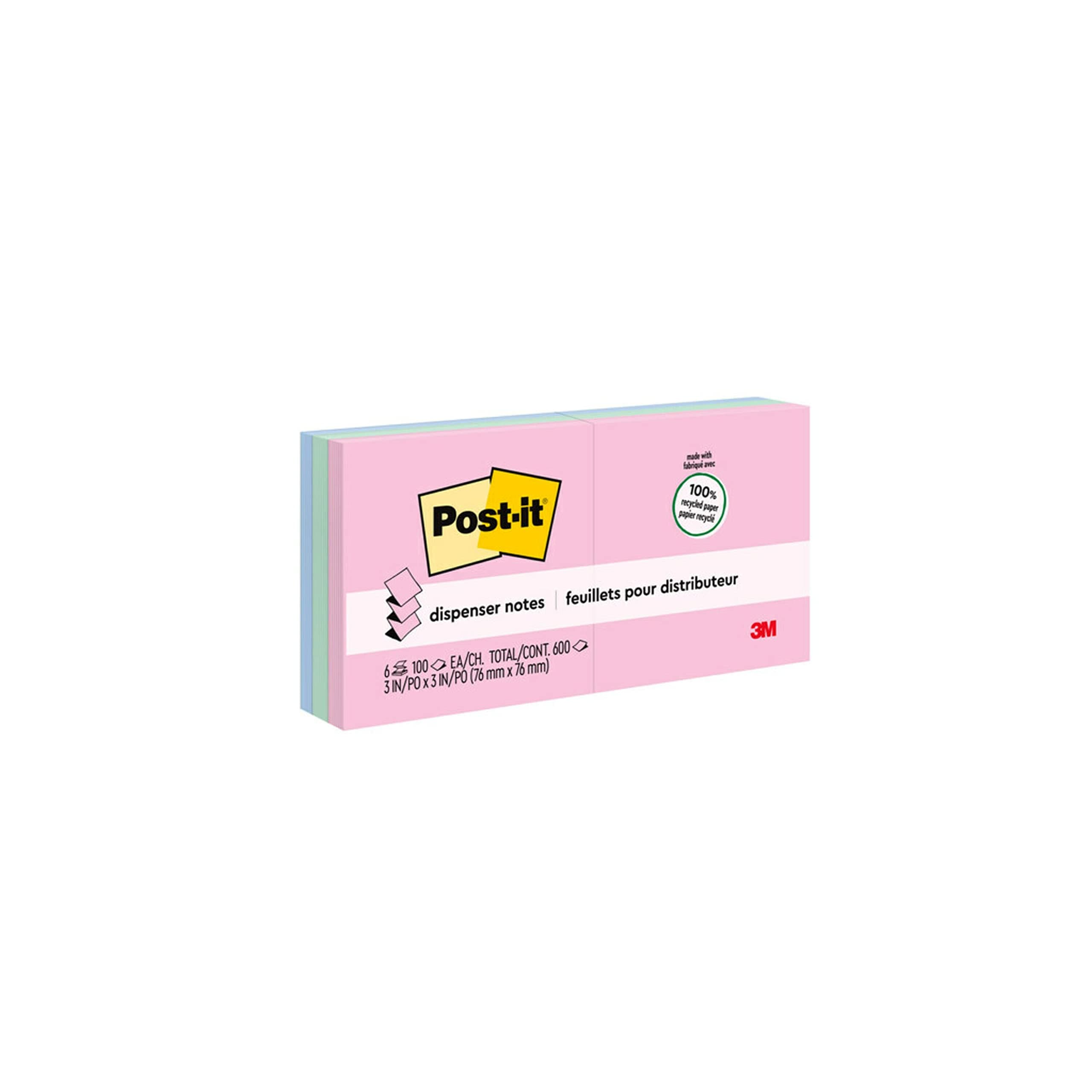 Post-It Greener Pop-up Notes, 3 x 3, Helsinki koleksiyonu, 6 PADS/PACK Mavi, Pembe, Sar 100 yaprak Pouch kendinden yap kanl