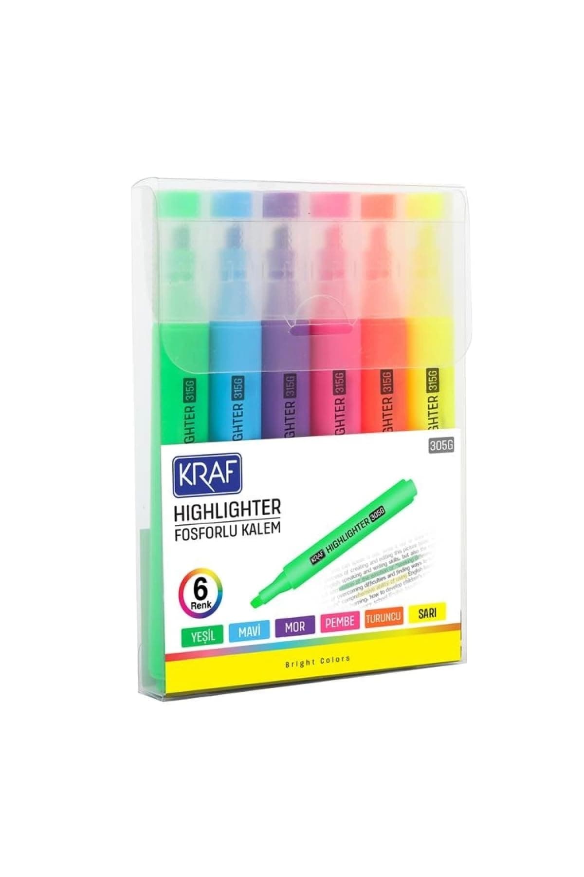 KRAF FOSFORLU KALEM TRIO BRIGHT COLORS 315 6 LI