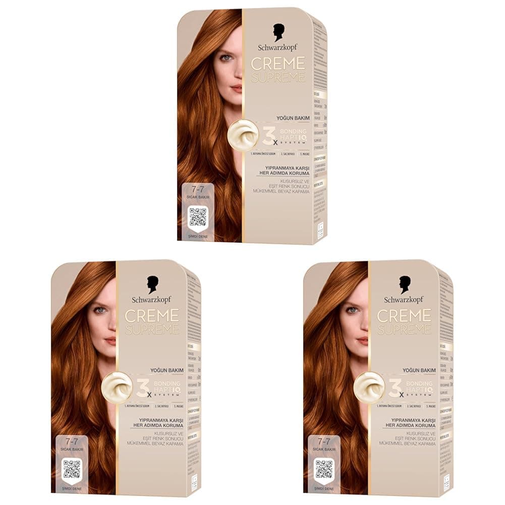 Schwarzkopf Creme Supreme Saç Boyası 7-7 Sıcak Bakır (3 paketi)