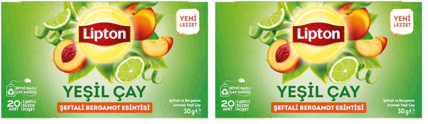 Lipton Yeşil Çay Şeftali Bergamot Esintisi (2 paketi)