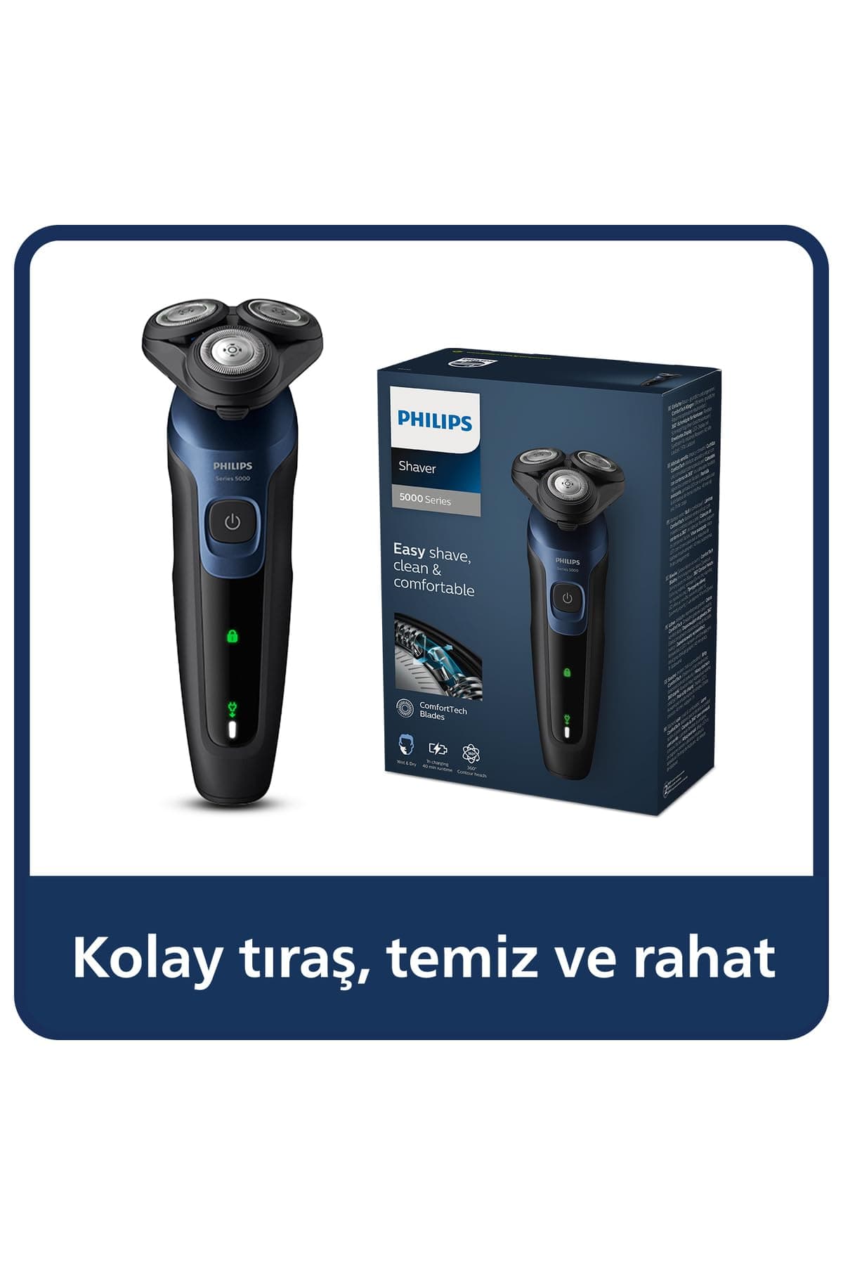 Philips 5000 Serisi Tıraş Makinesi S5445/03, Sinekkaydı Tıraş, Islak ve Kuru Kullanım
