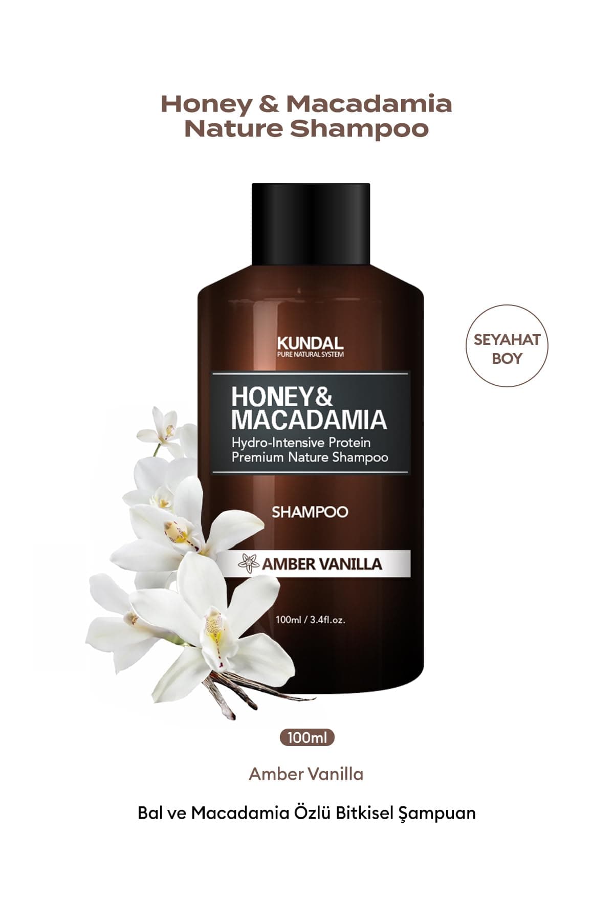 KUNDAL Kırılma Karşıtı Besleyici Bakım Şampuanı Honey & Macadamia Nature Shampoo 100ml Amber Vanilla