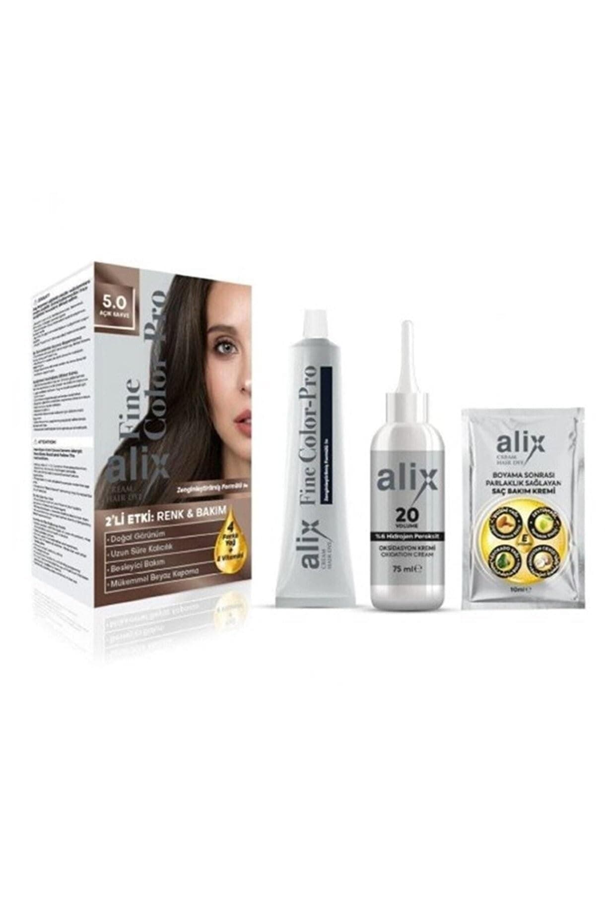 Alix Kit Saç Boyası 50 ml 5.0 Açık Kahve