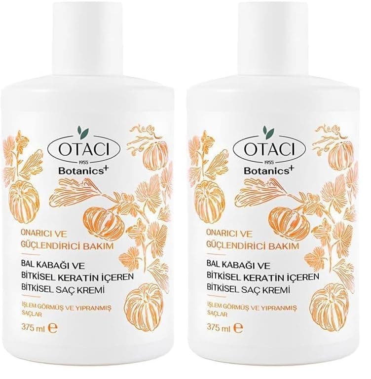 Otacı Botanics Onarıcı & Güçlendirici Bakım - Balkabağı ve Bitkisel Keratin İçeren Bitkisel Saç Kremi (2 paketi)