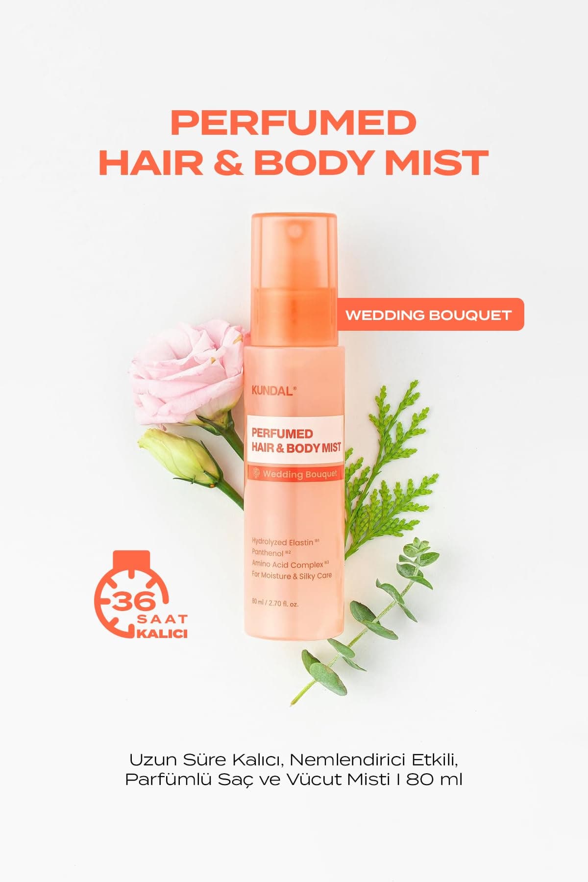 KUNDAL Uzun Süreli Nemlendirici Parfümlü Saç&Vücut Misti Perfumed Hair & Body Mist (Wedding Bouquet)
