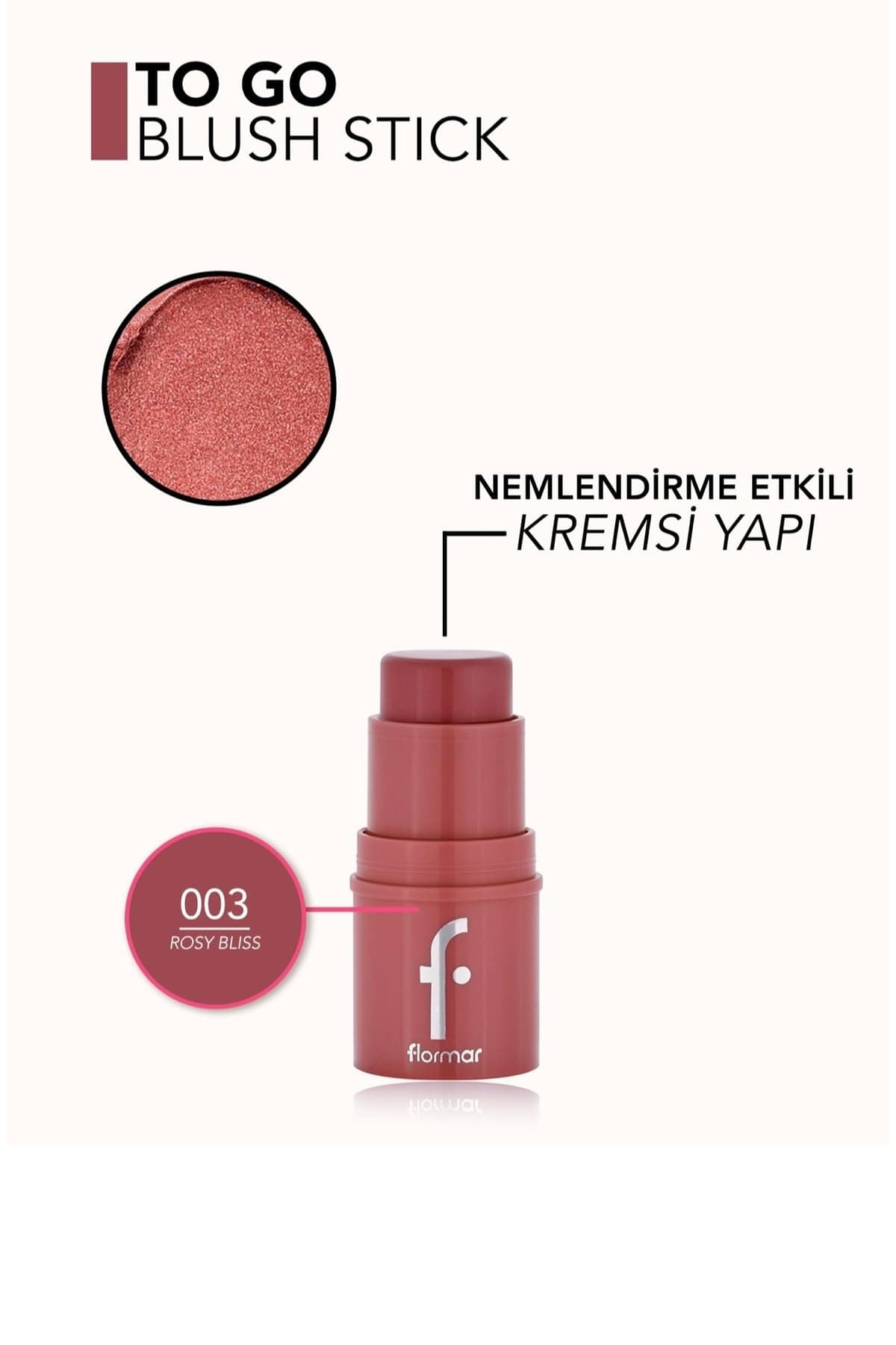 To Go Işıltılı & Doğal Bitişli Yoğunluğu Ayarlanabilir Kremsi Stick Allık