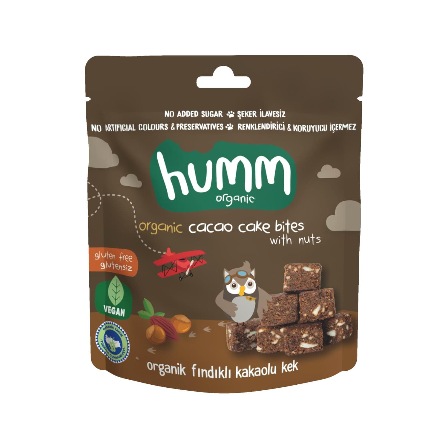 Humm Organic Glutensiz Vegan Kakaolu ve Fındıklı Kek (6 paketi)