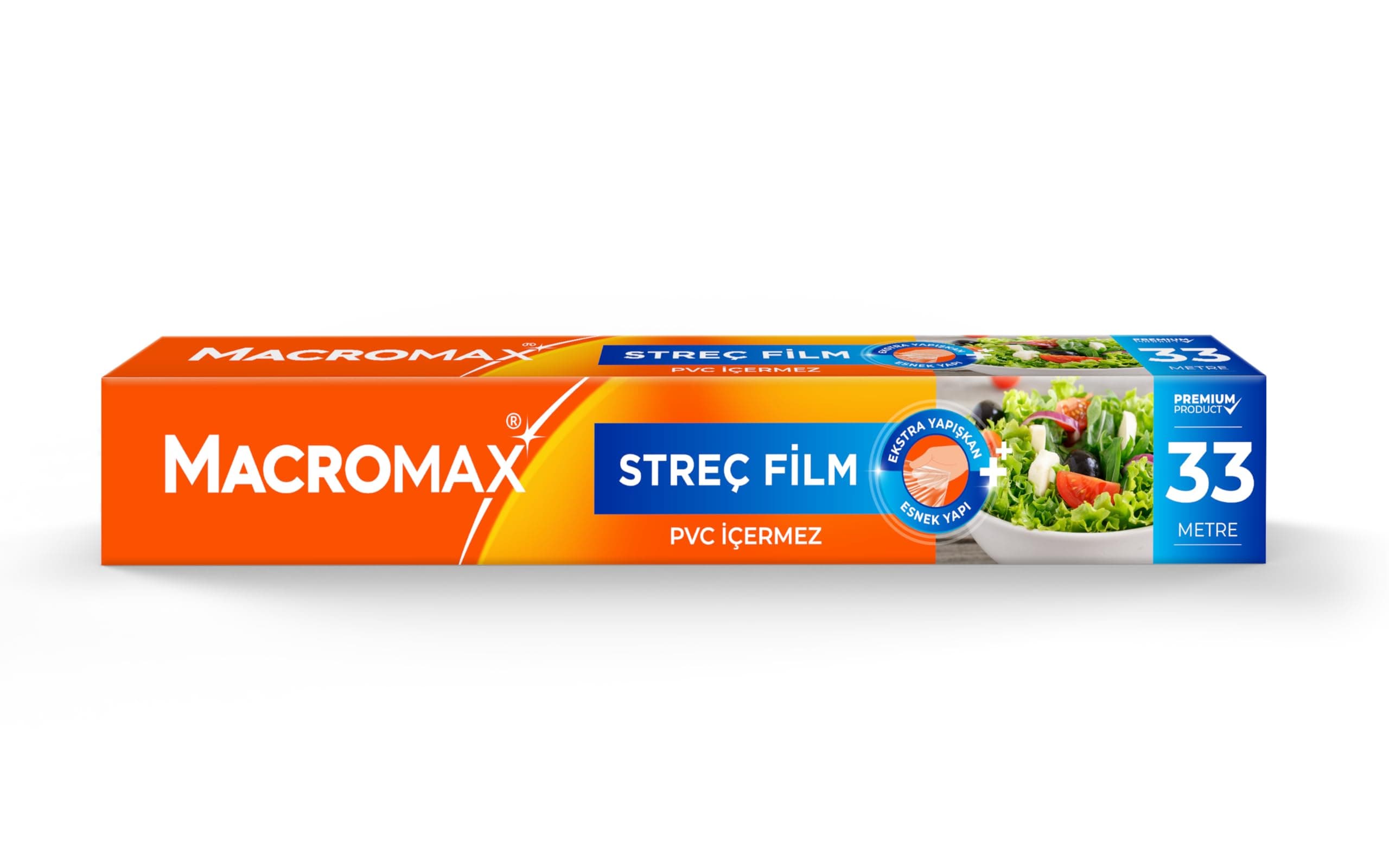 Macro Max Streç Film 33 Metre, PVC İçermez, Standart Boy Gıdaları Taze Tutan Streç Film