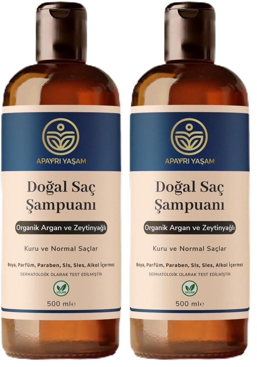 Organik Argan ve Zeytinyağı Özlü Kuru ve Normal Saçlar İçin Besleyici ve Onarıcı Şampuan 500 ML (2 paketi)