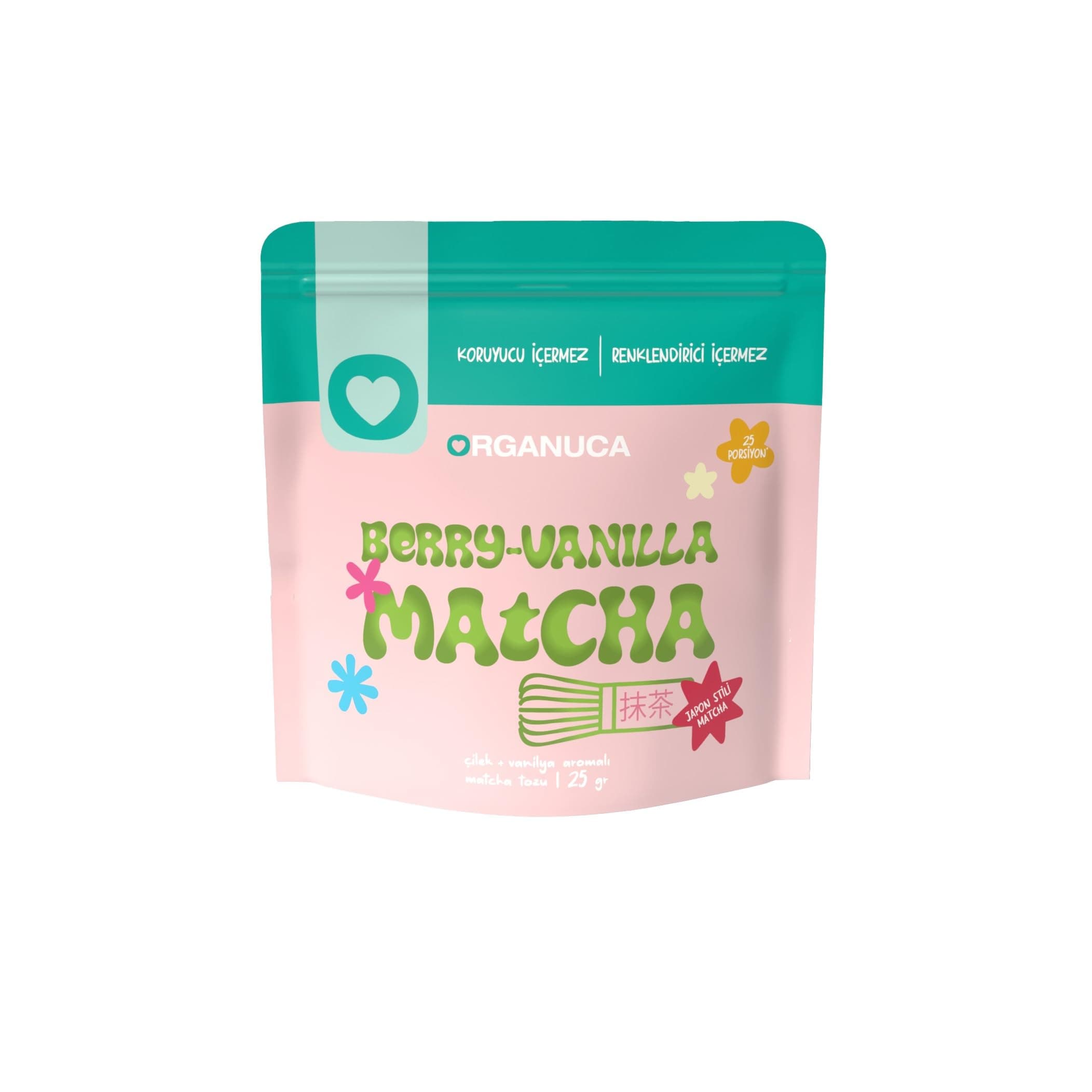 Organuca Çilek Ve Vanilya Aromalı Matcha Tozu 25 G - Berry-Vanilla Matcha