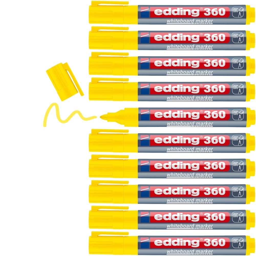 edding 360 beyaz yazı tahtası kalemi sarı - 10 kalem