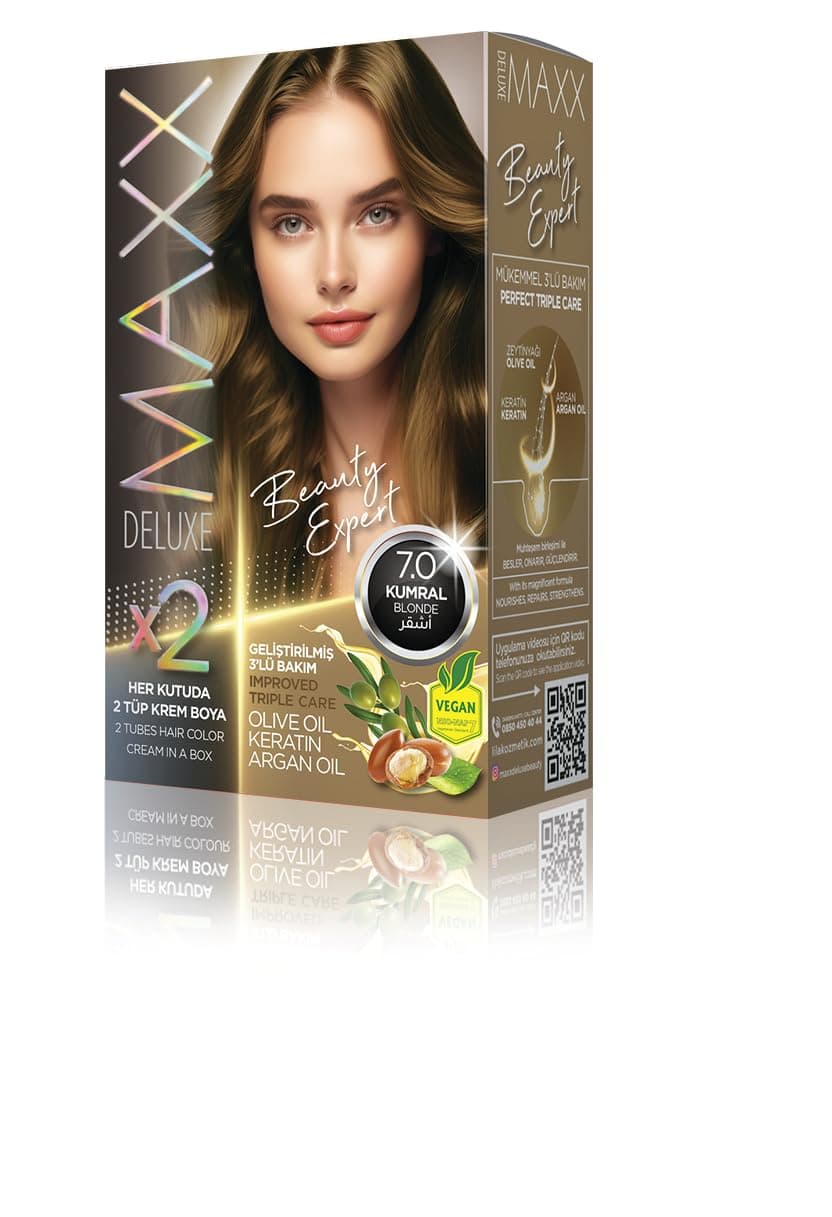 MAXX DELUXE BEAUTY EXPERT HAIR COLOR (KERATİN)'Lİ 1 KUTU (2 X 50 ML) (Kumral 7.0)
