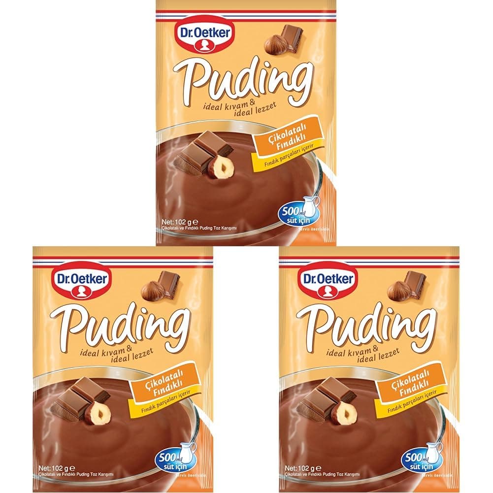 Dr. Oetker Puding Çikolatalı Fındık Aromalı 102 Gr 3lü paket