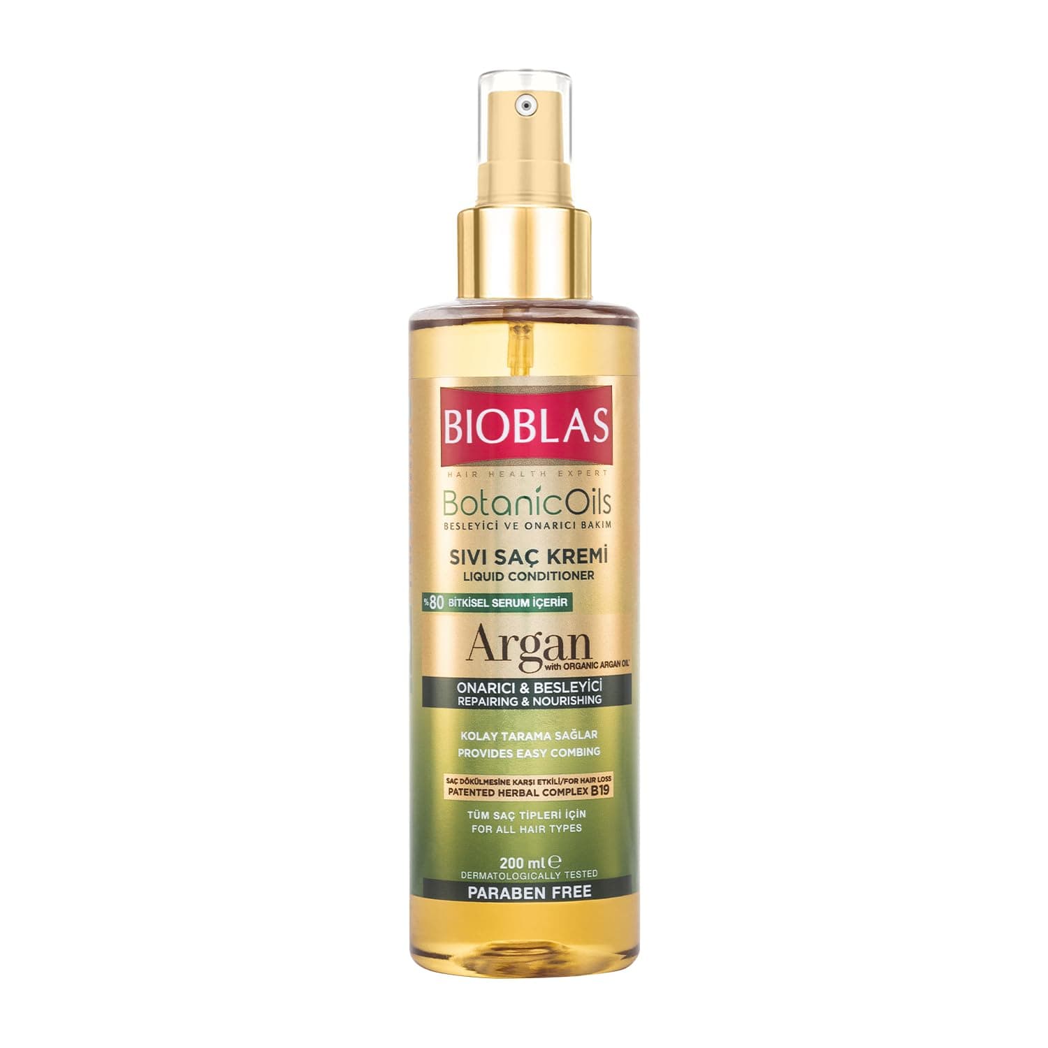 Bioblas Saç Dökülmesine Karşı Sıvı Saç Kremi – Argan Yağlı, Bitkisel Serumlu, Durulanmayan, Kolay Tarama & Yoğun Bakım, 200 ml