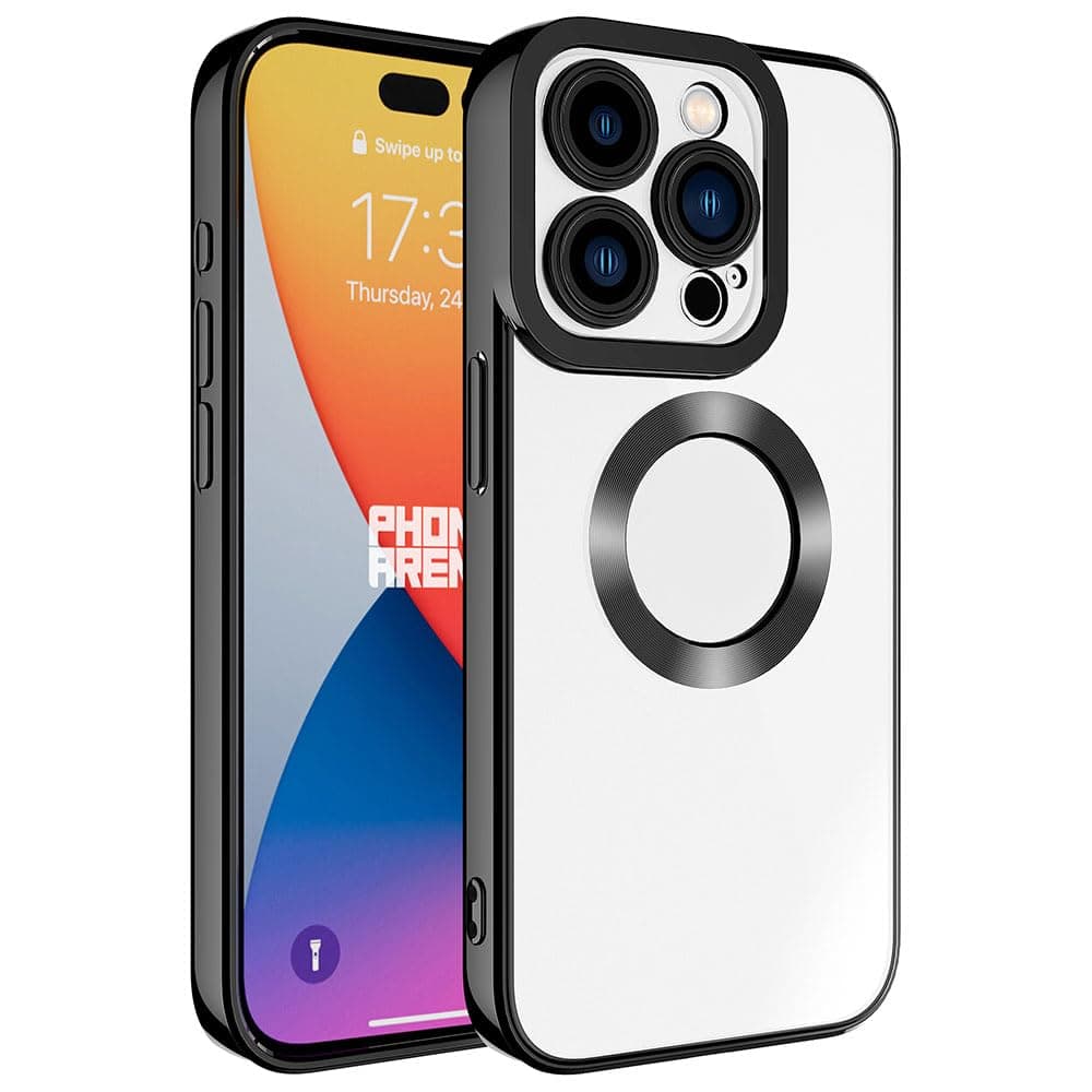Zore Apple için uyumlu iPhone 15 Pro Max Kılıf Kamera Korumalı Logo Gösteren Zore Omega Kapak Siyah