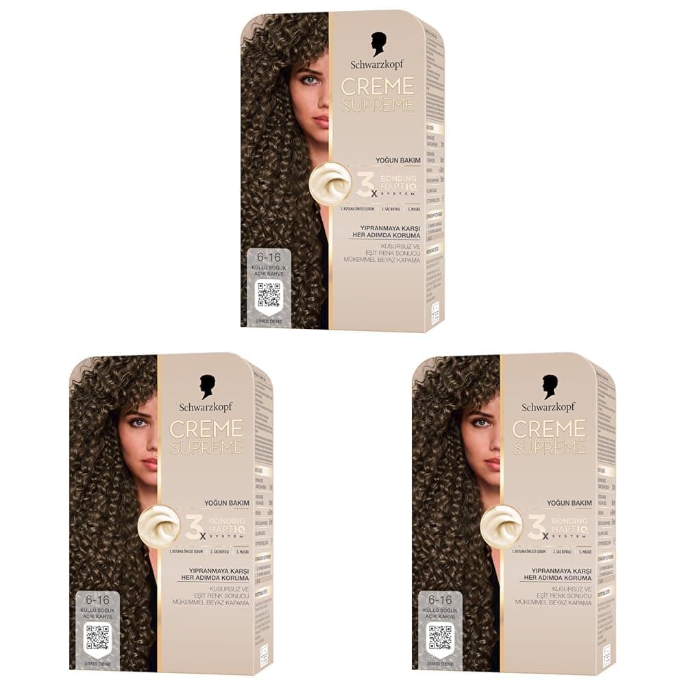 Schwarzkopf Creme Supreme Saç Boyası 6-16 Küllü Soğuk Açık (3 paketi)