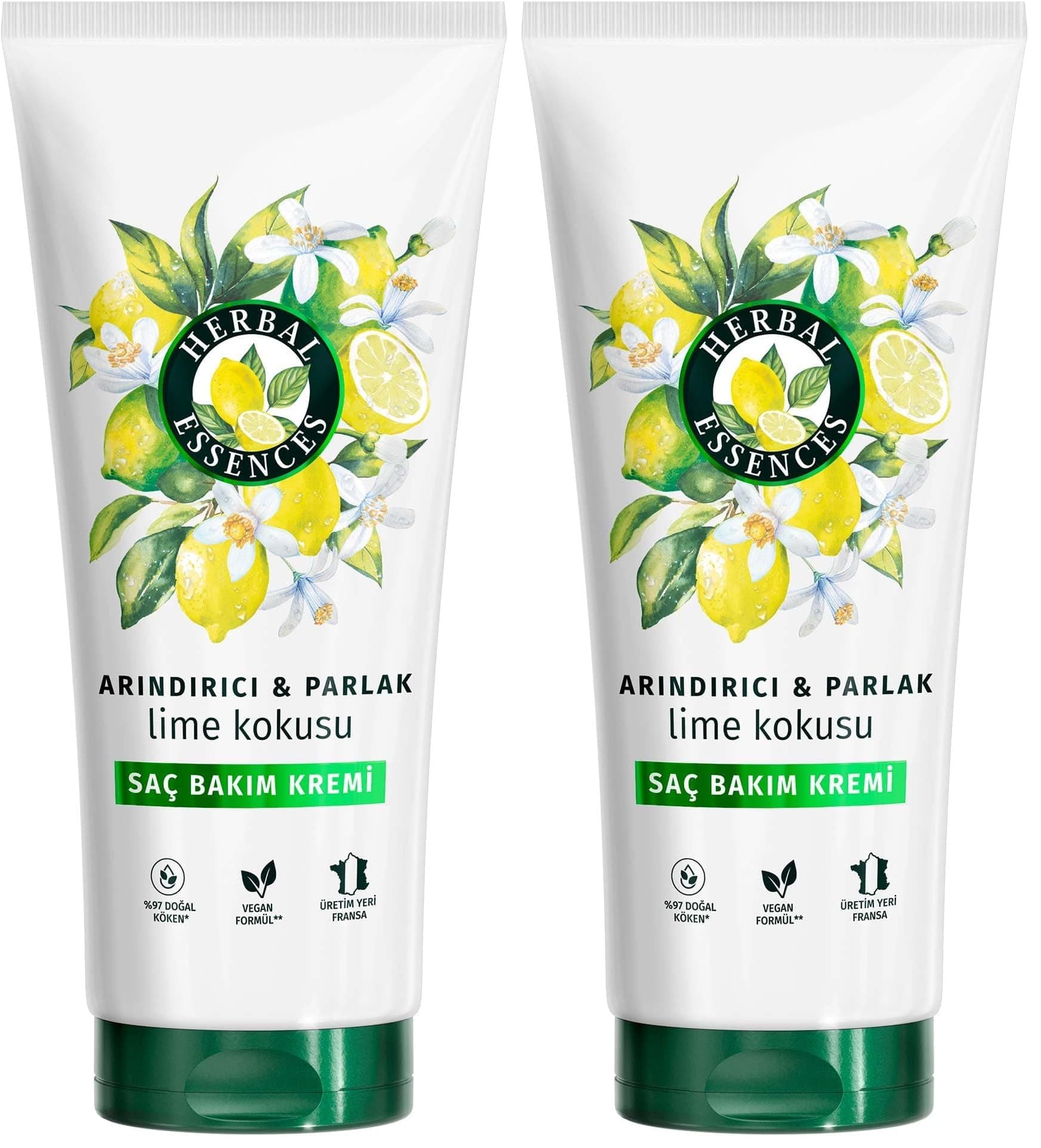 Herbal Essences Arındırıcı ve Parlaklık Veren Lime Kokulu Saç Kremi 250 ml (2 paketi)