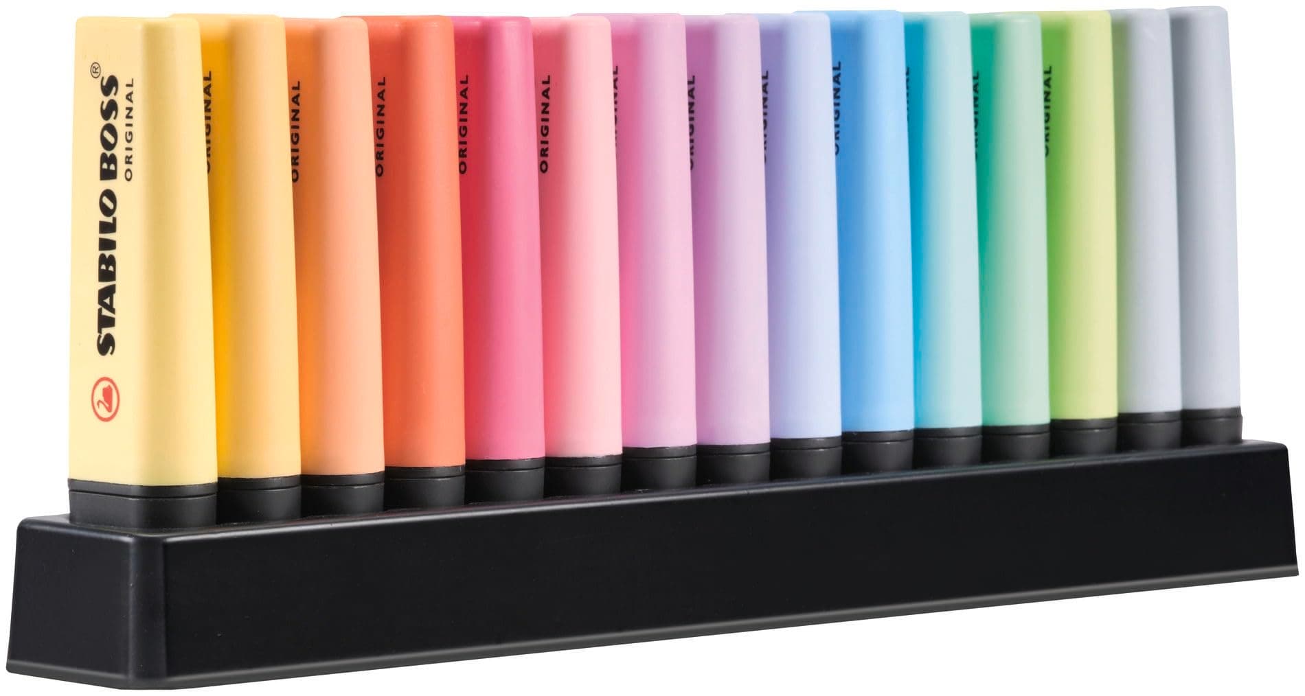 STABILO BOSS ORIGINAL Pastel - Fosforlu Kalem - 15'li Masa Seti - 14 Karışık Renk (2x Tozlu Gri)