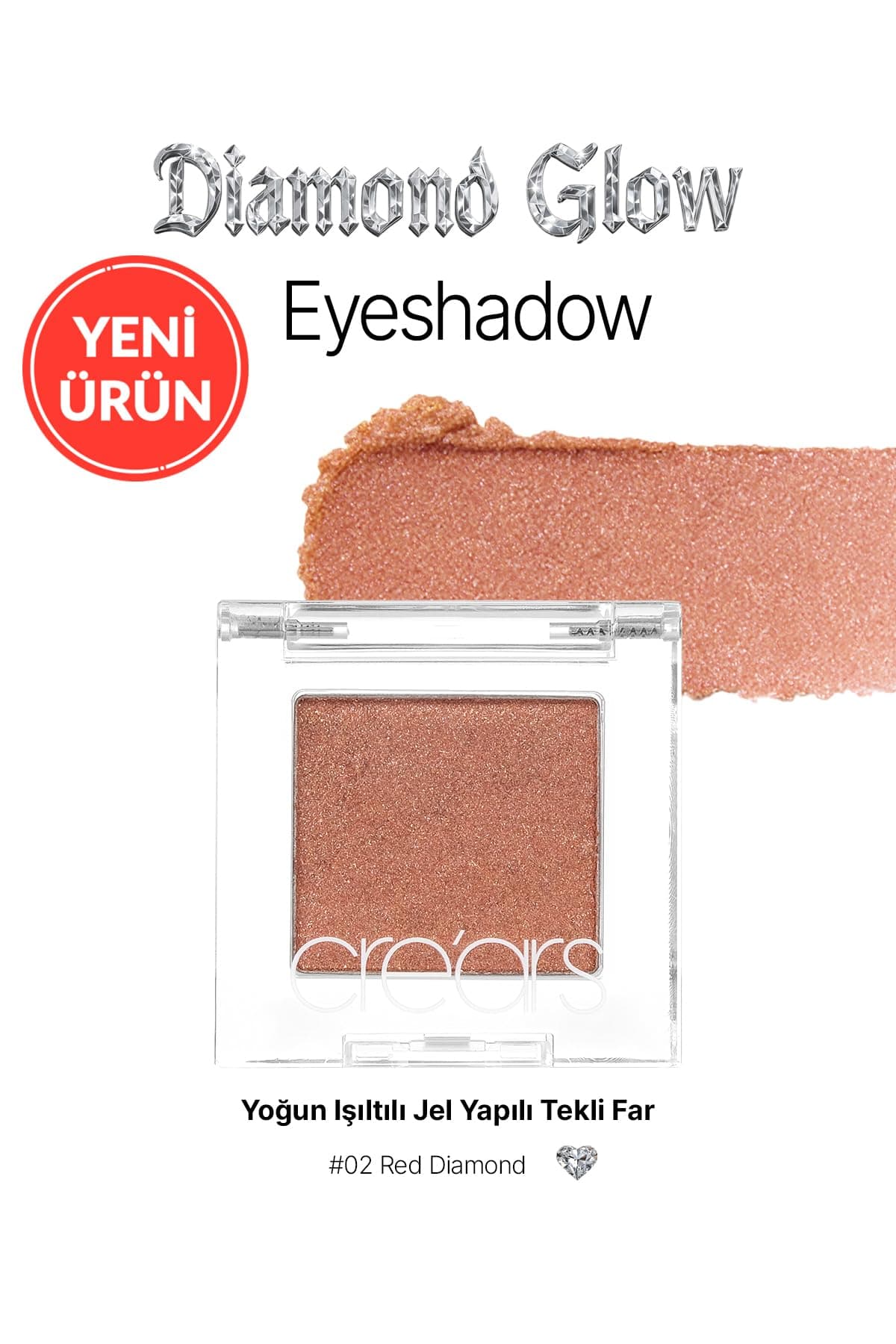 Yoğun Işıltılı Jel Yapılı Tekli Far Diamond Glow Eyeshadow 02 Red Diamond