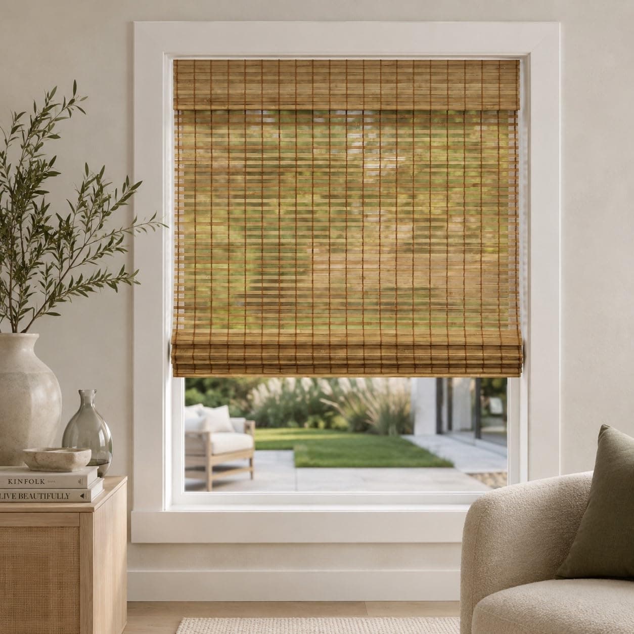 CHICOLOGY Bambu Roma Tonları - Windows için Müşterinin En Sevdiği Işık Filtreleme Panjurları, Üstün Kalite, Ev için İdeal, Sincap Kahverengi, 64 cm G X 64 inç Y