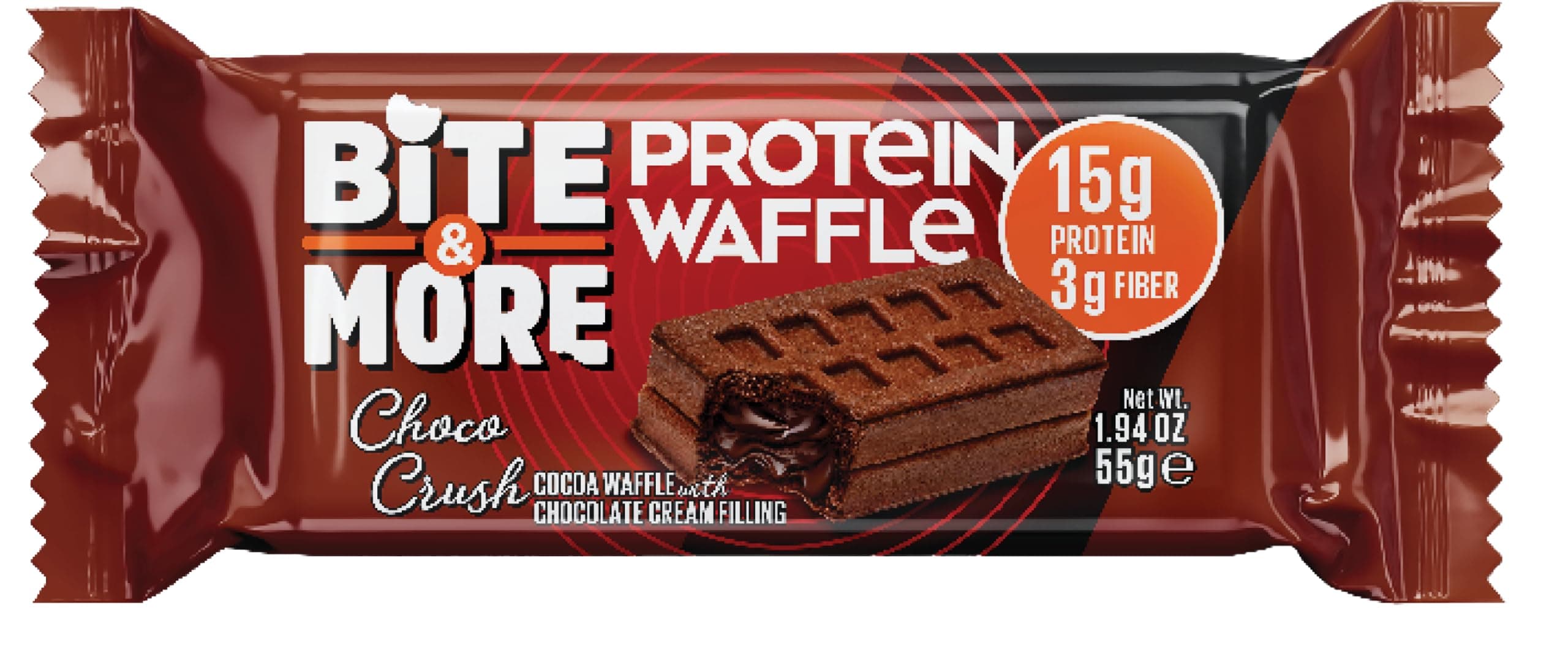 Bite & More Kakaolu Çikolata Kremalı Protein Waffle 55g