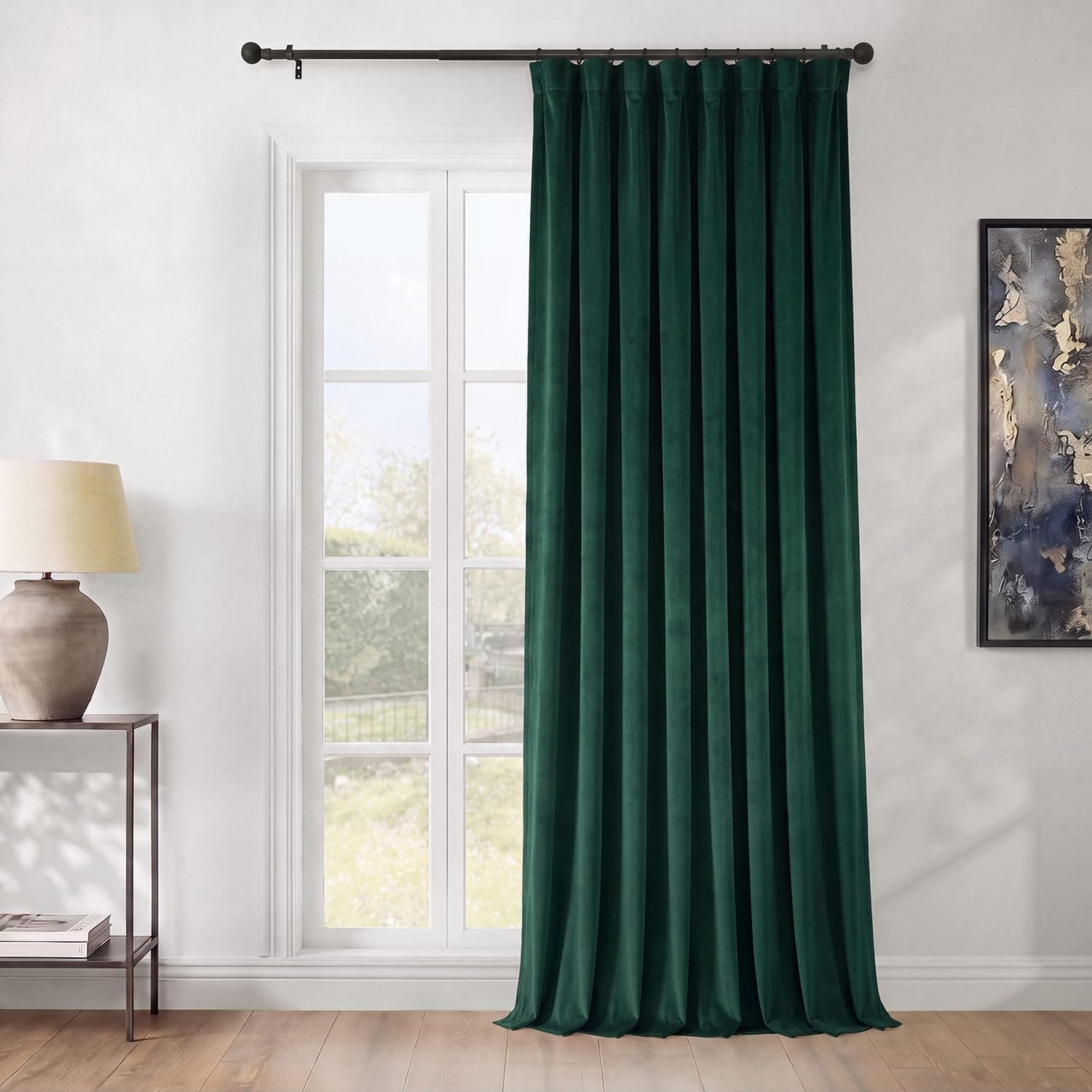 HPD Half Price Drapes Heritage Peluş Kadife Perde, Yatak Odası ve Oturma Odası, 100x120 cm, 1 Panel, Ormancılık Yeşili, VPYC-179759-120-DW