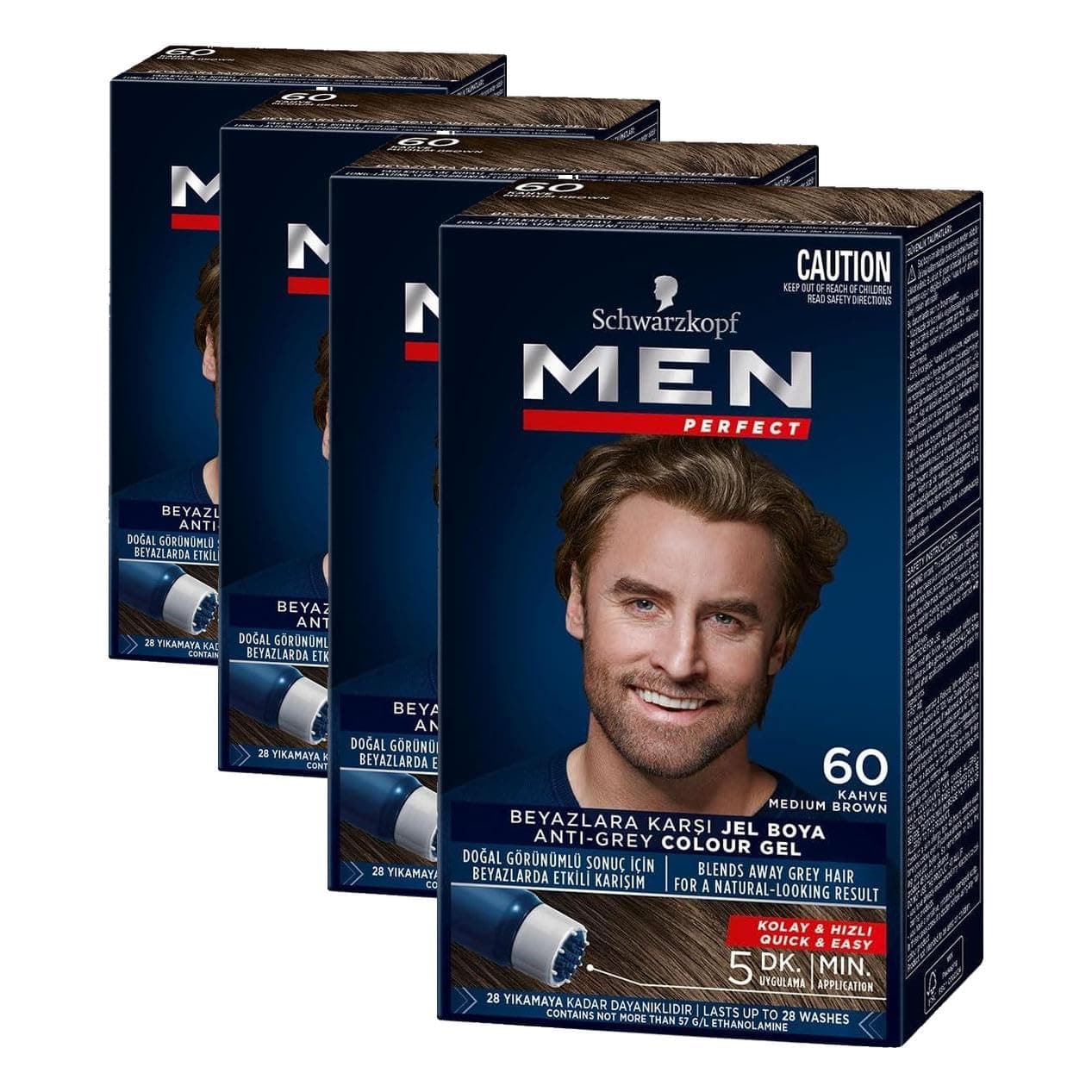 Schwarzkopf Men Perfect Saç Boyası 60 - Kahve, 80 Ml (4 paketi)